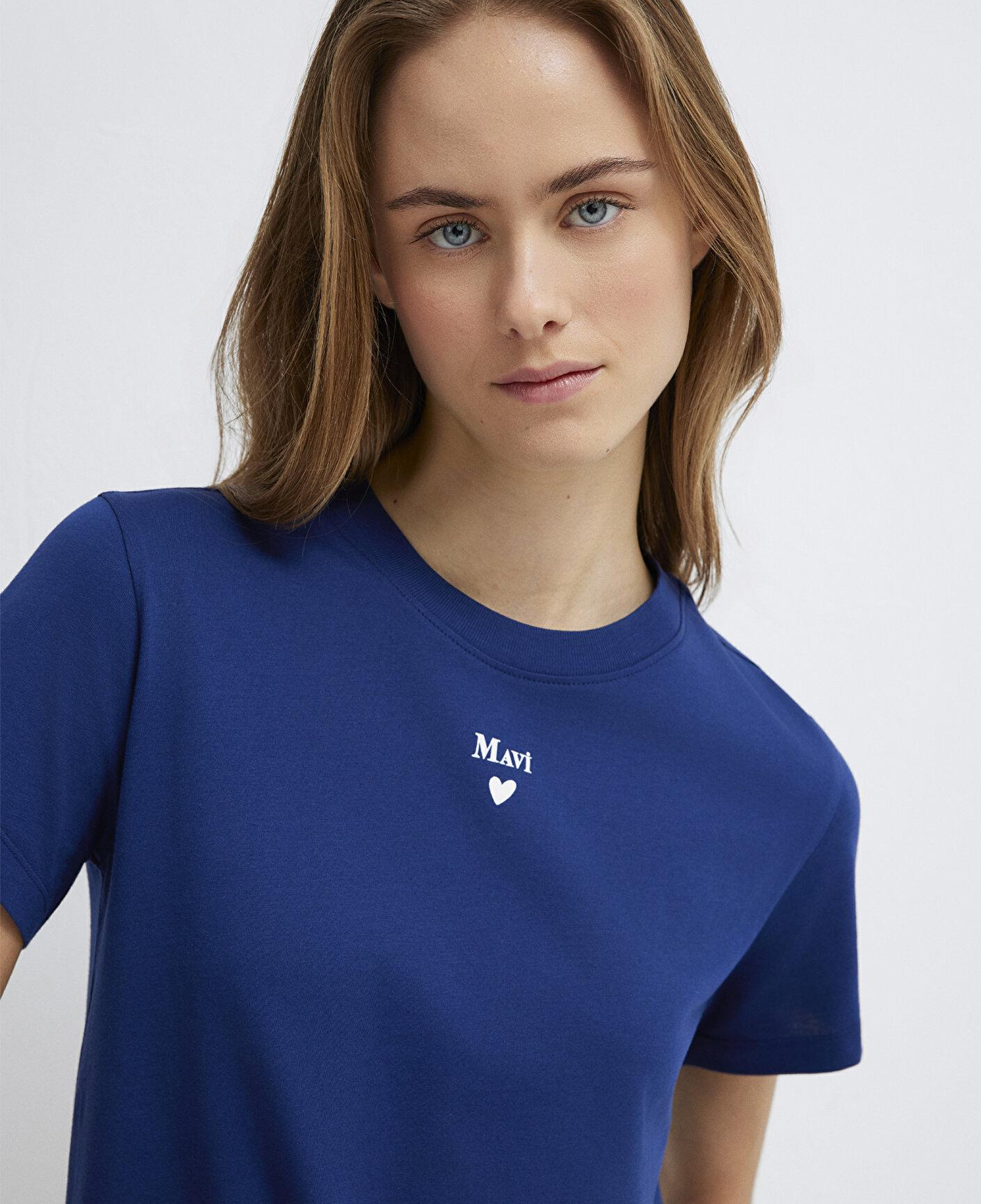 Mavi Mavi Logo Baskılı Lacivert Tişört Semi Slim Fit / Yarı Dar Kesim 1601185-70722