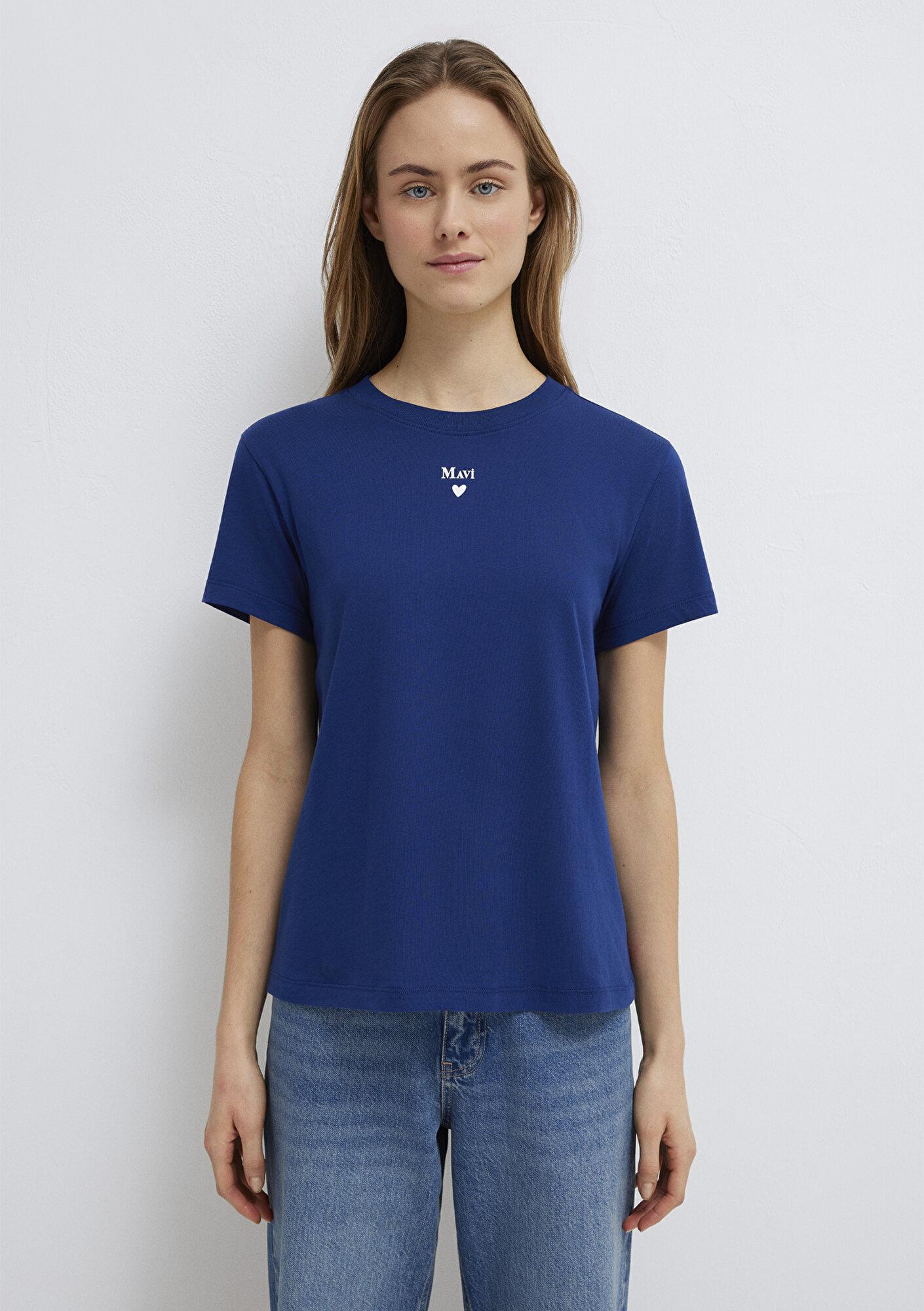Mavi Mavi Logo Baskılı Lacivert Tişört Semi Slim Fit / Yarı Dar Kesim 1601185-70722