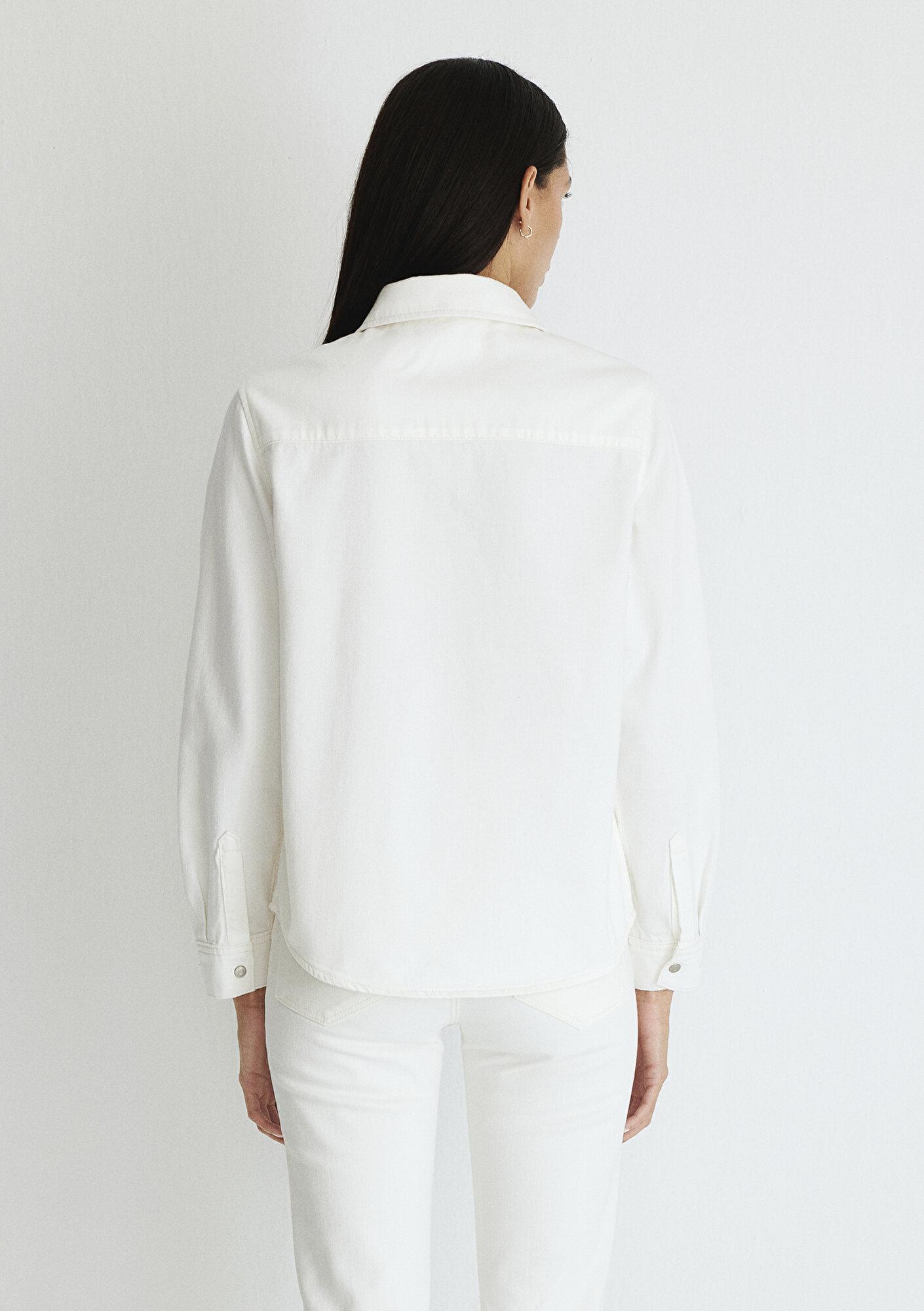 Mavi Merida Real Blue Kırık Beyaz Jean Gömlek Fitted / Vücuda Oturan Kesim 1210662-86491