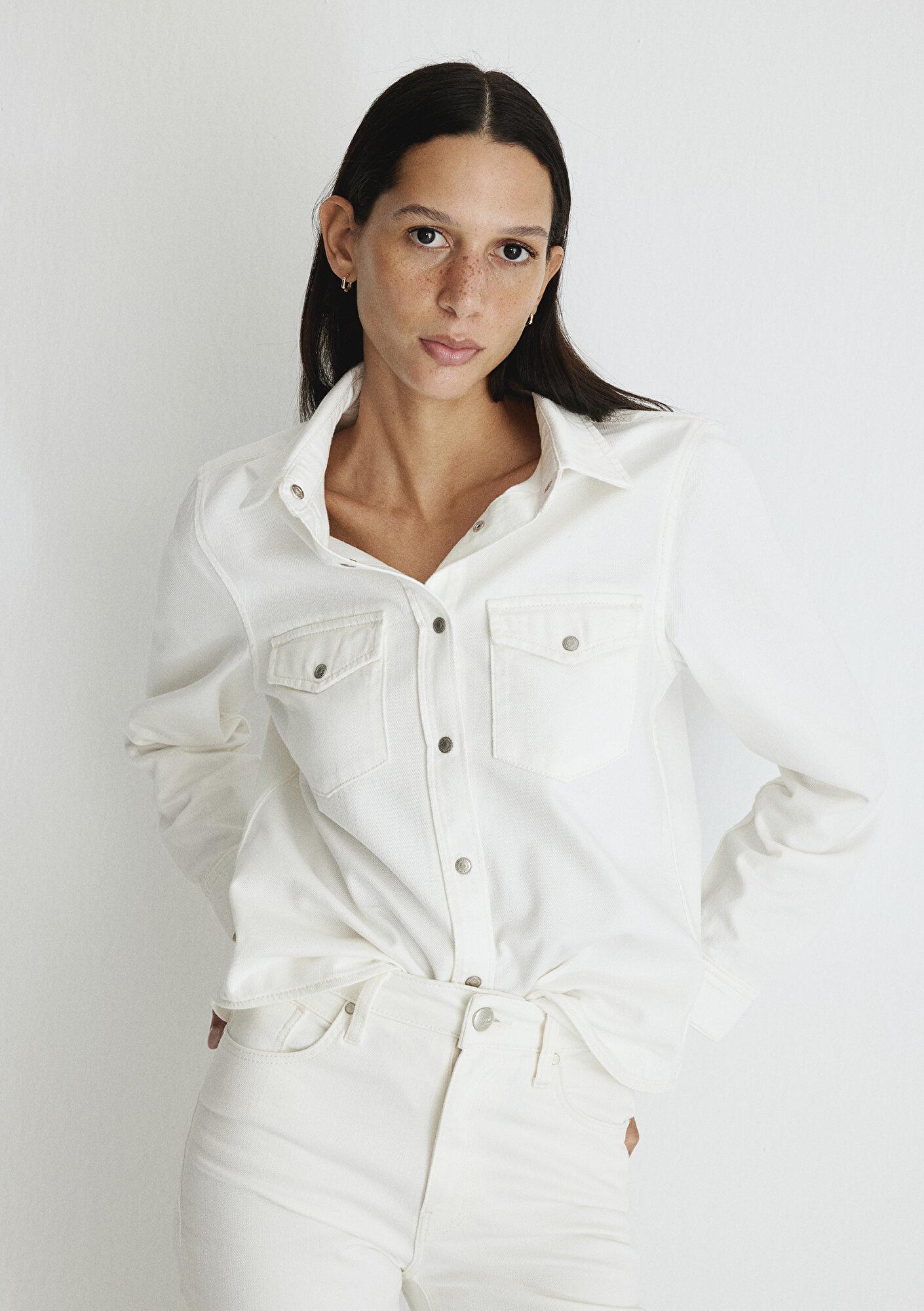 Mavi Merida Real Blue Kırık Beyaz Jean Gömlek Fitted / Vücuda Oturan Kesim 1210662-86491