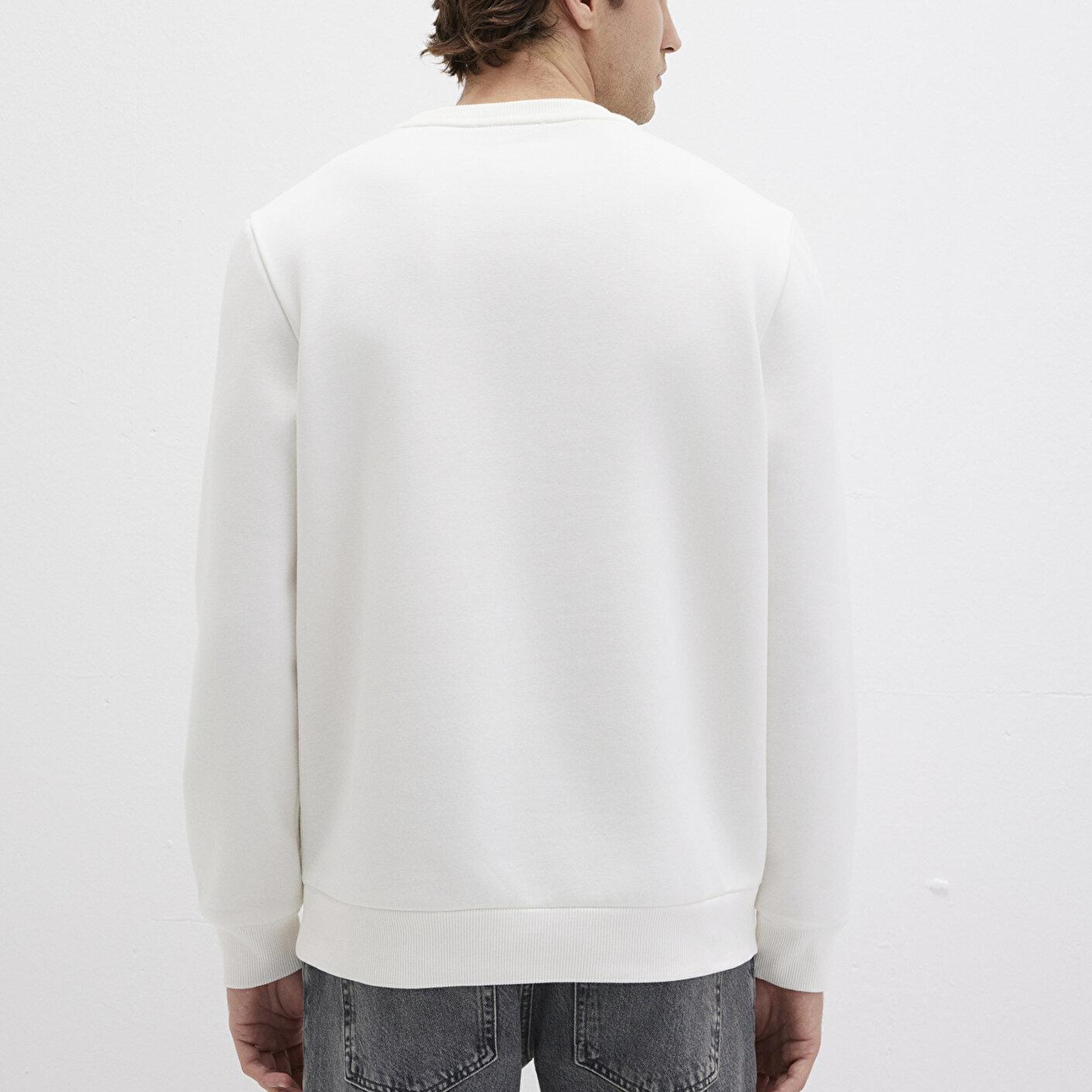 Mavi Mavi Logo Baskılı Ekru Sweatshirt 0S10203-70057