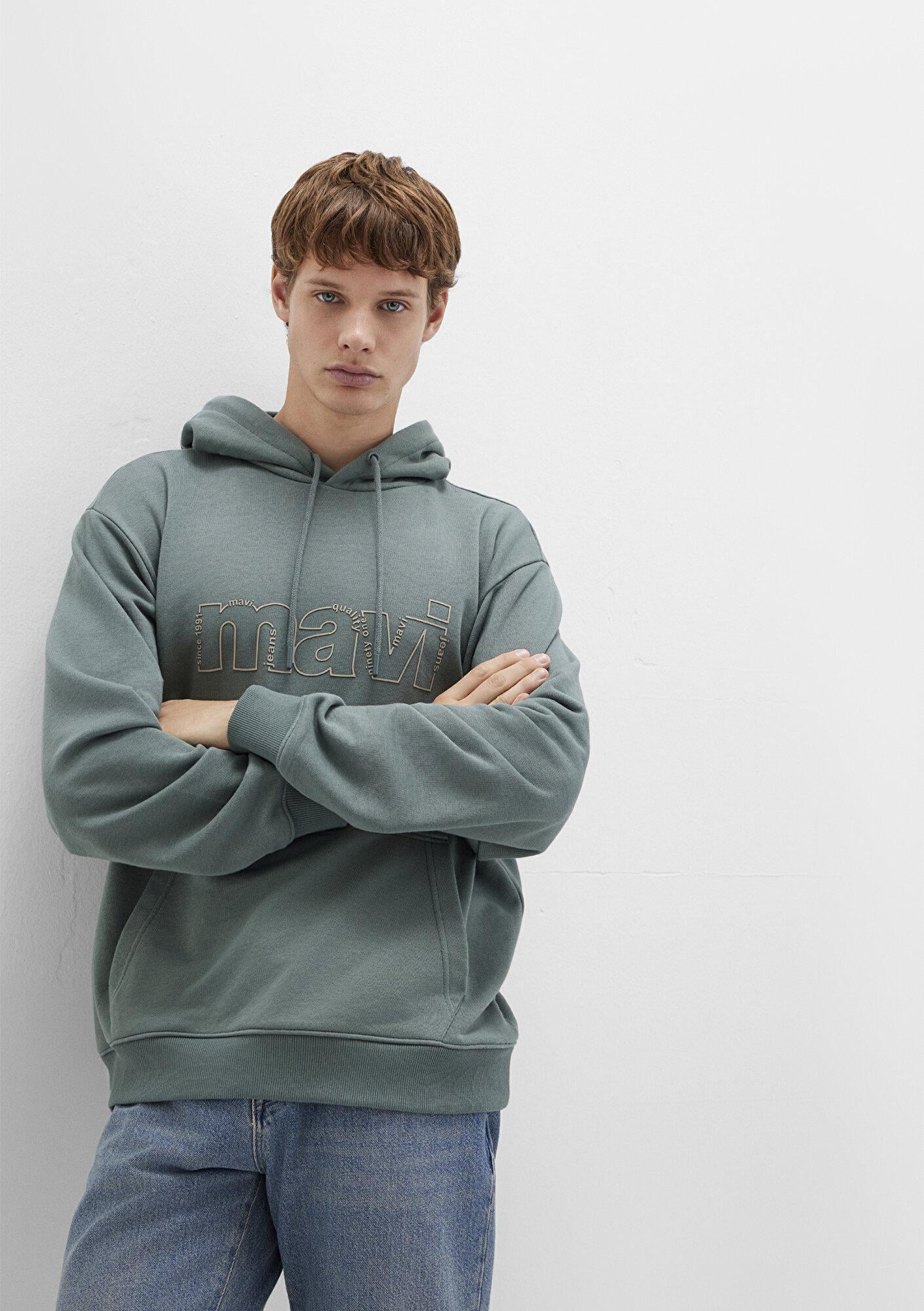 Mavi Mavi Logo Baskılı Yeşil Sweatshirt 0S10196-71577