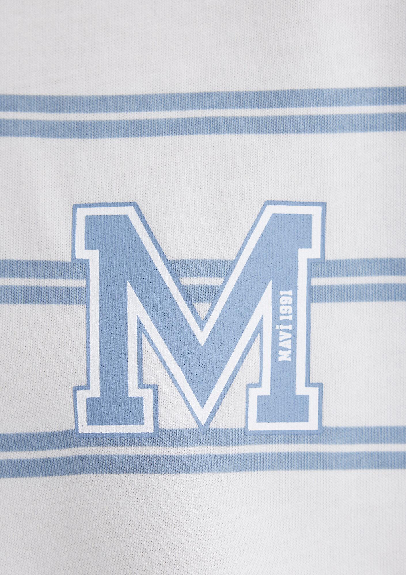 Mavi Mavi Çizgili Tişört Loose Fit / Bol Rahat Kesim 0612255-80796