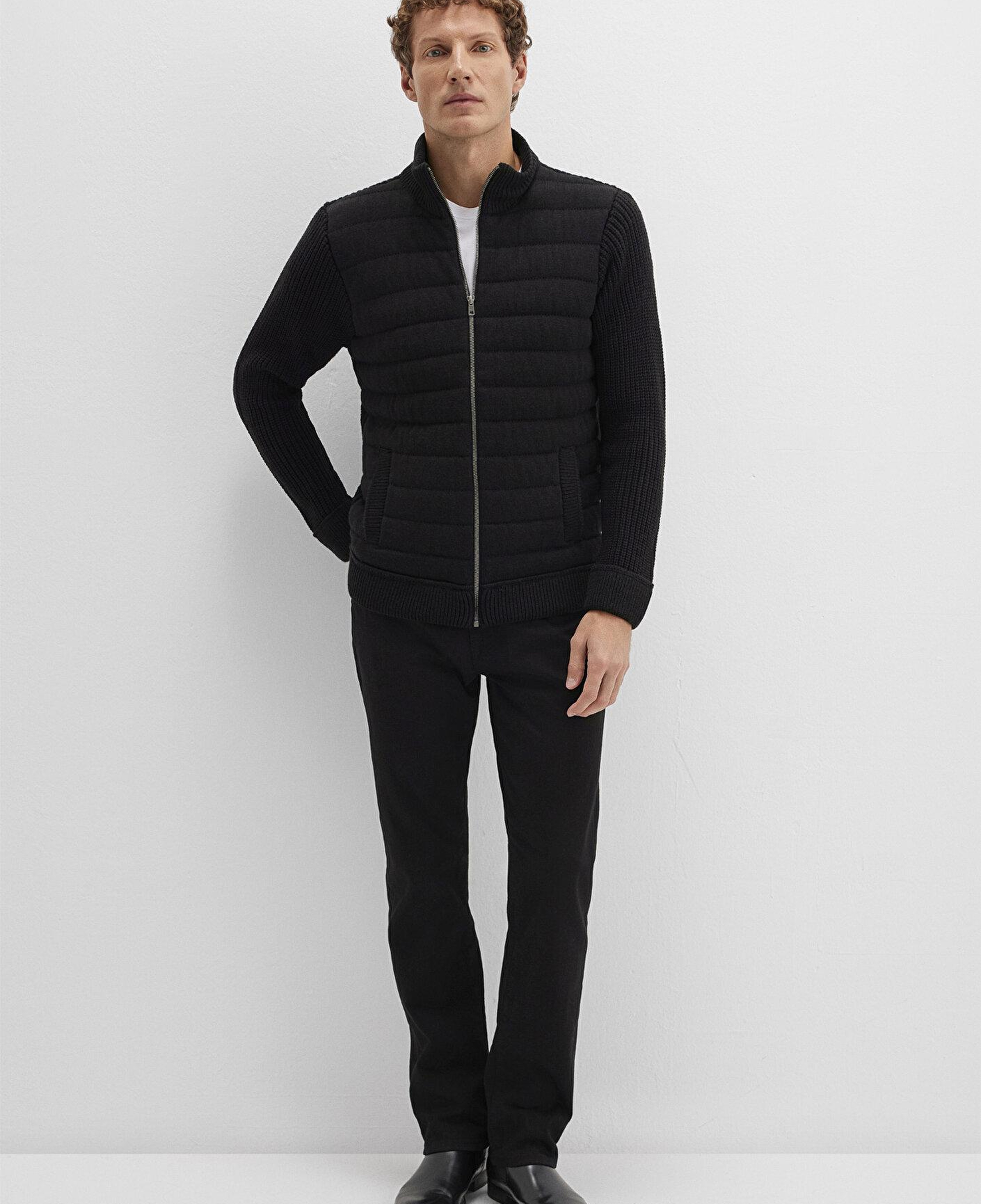 Mavi Fermuarlı Siyah Triko Hırka Slim Fit / Dar Kesim 070697-900