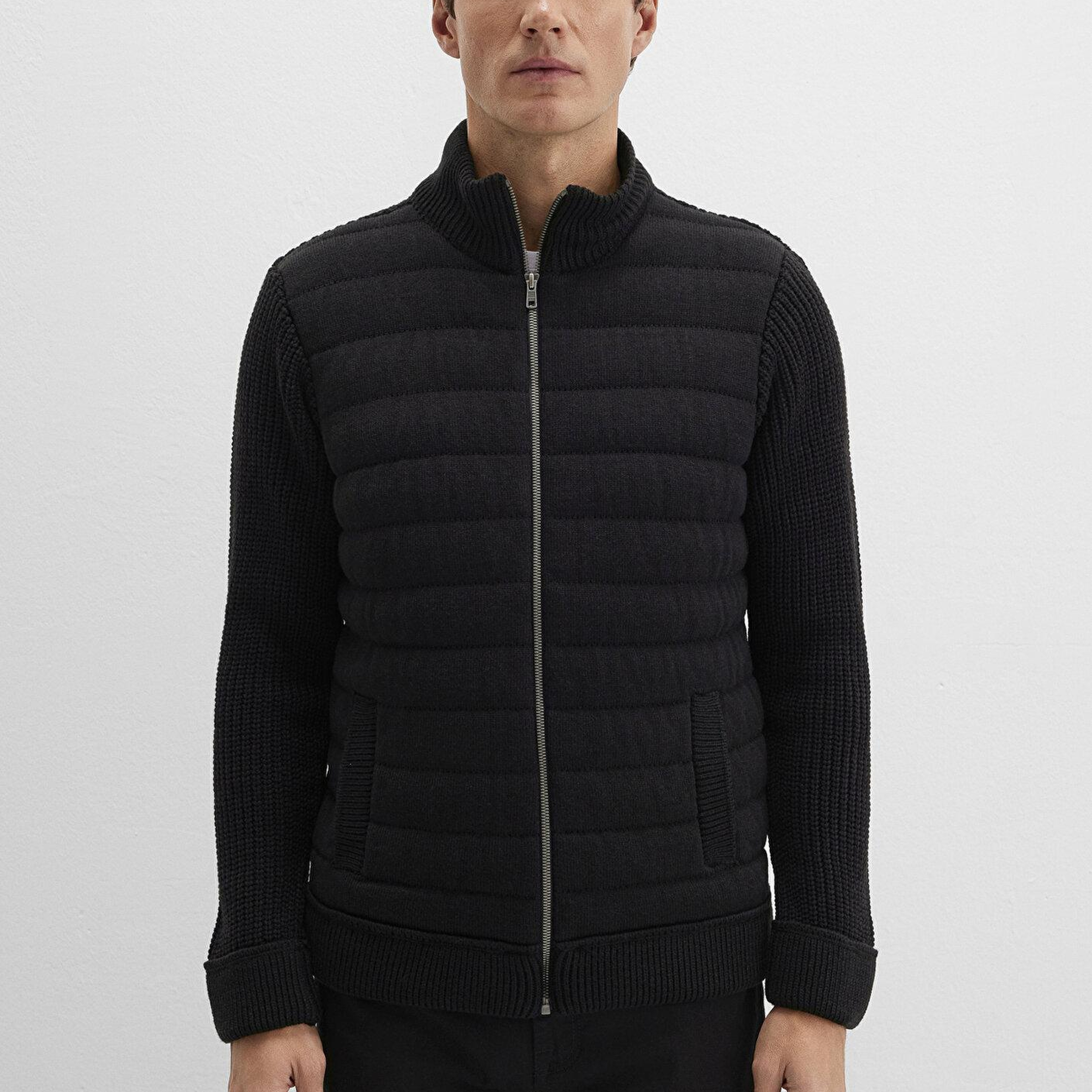 Mavi Fermuarlı Siyah Triko Hırka Slim Fit / Dar Kesim 070697-900