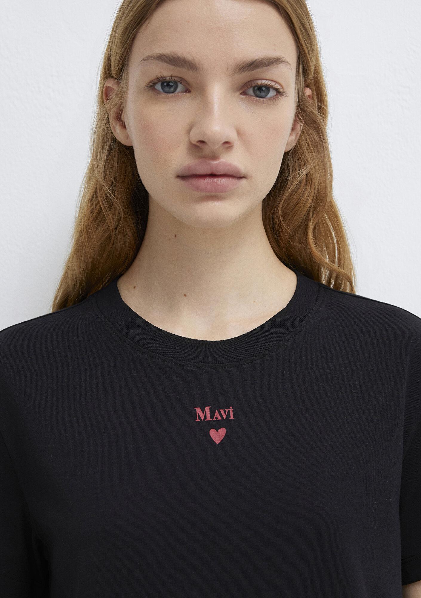 Mavi Mavi Logo Baskılı Siyah Tişört Semi Slim Fit / Yarı Dar Kesim 1601185-900