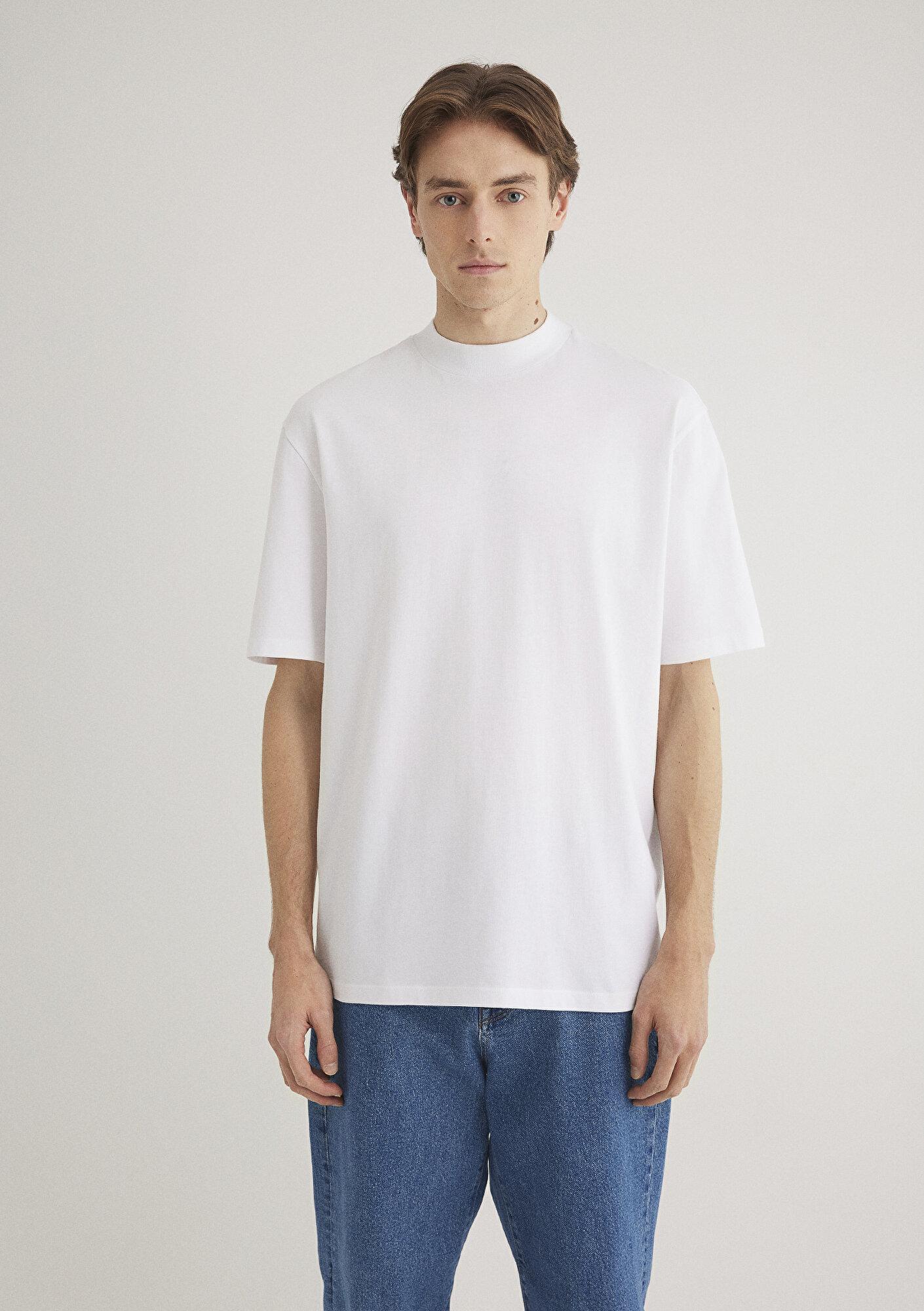 Mavi Beyaz Basic Tişört Loose Fit / Bol Rahat Kesim 0611193-620