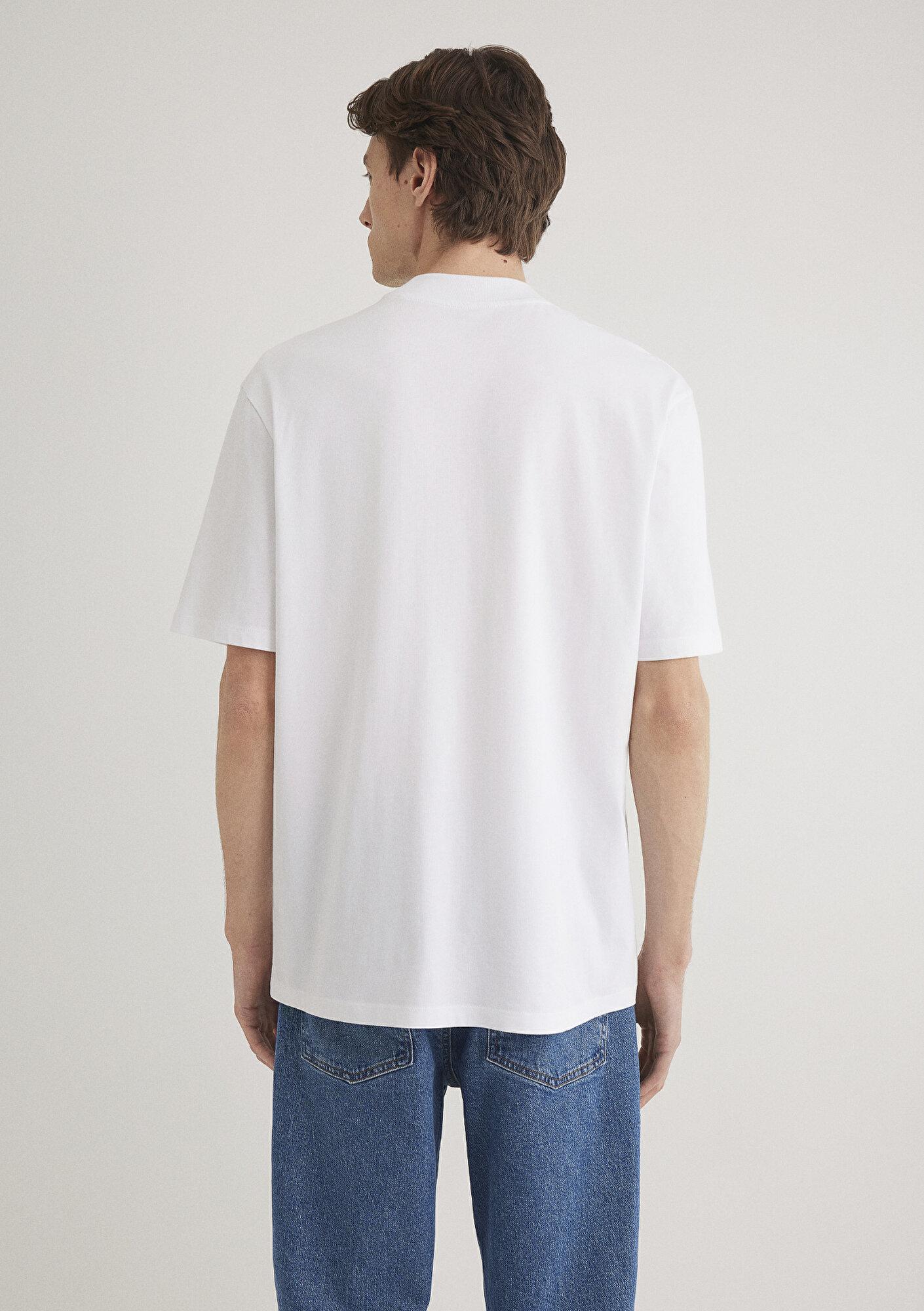 Mavi Beyaz Basic Tişört Loose Fit / Bol Rahat Kesim 0611193-620