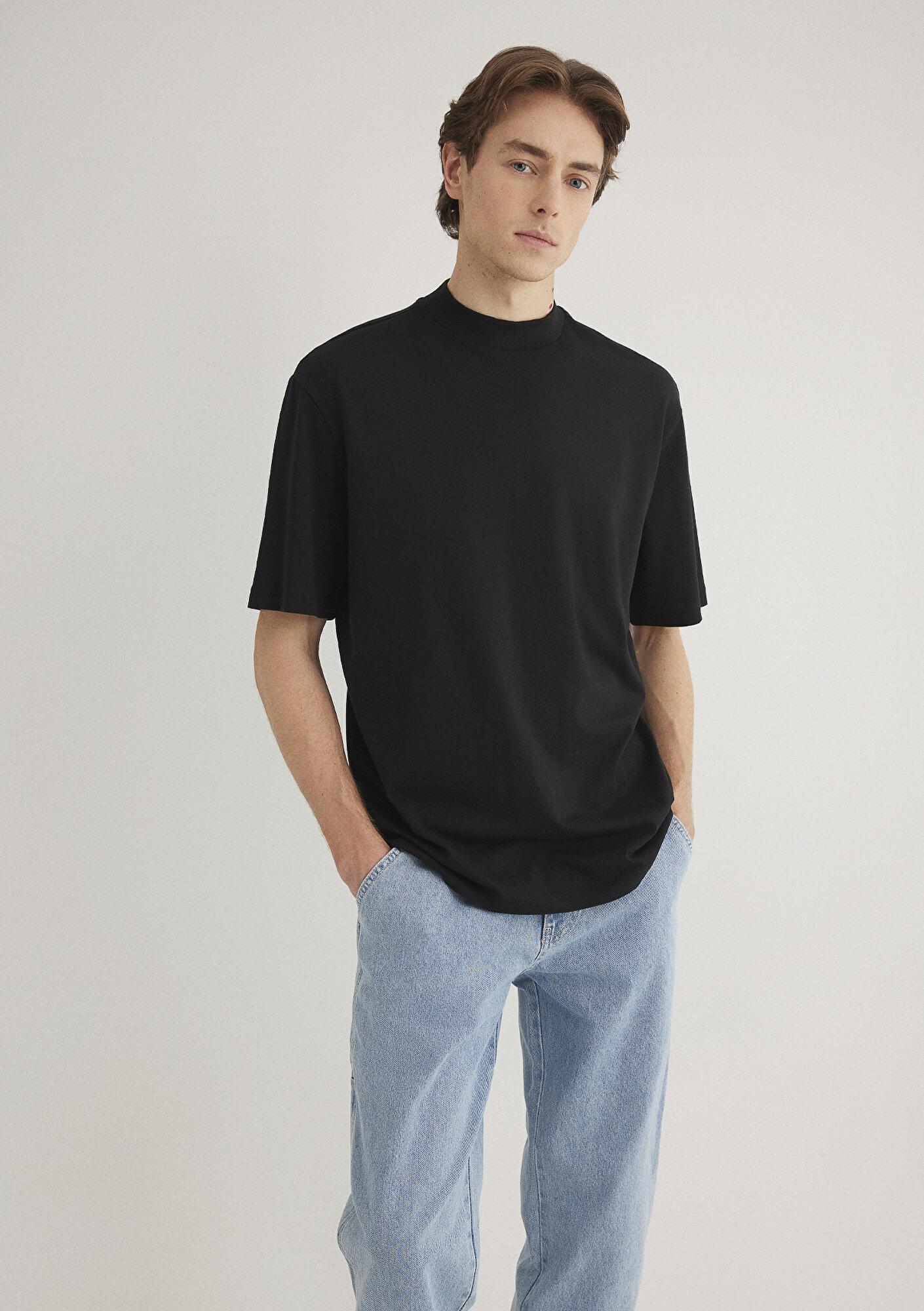 Mavi Siyah Basic Tişört Loose Fit / Bol Rahat Kesim 0611193-900