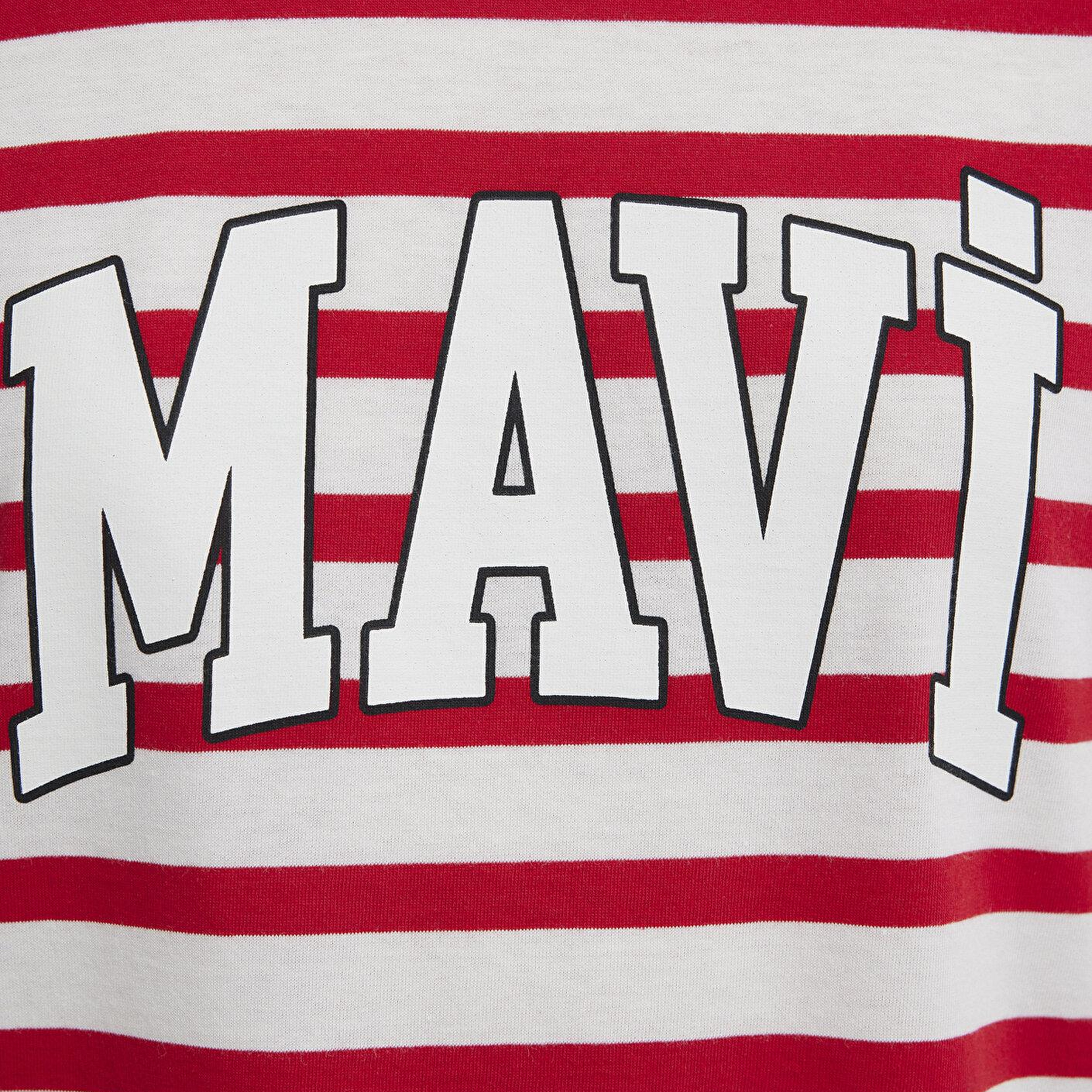 Mavi Mavi Logo Baskılı Kırmızı Çizgili Tişört Regular Fit / Normal Kesim 1611360-84475