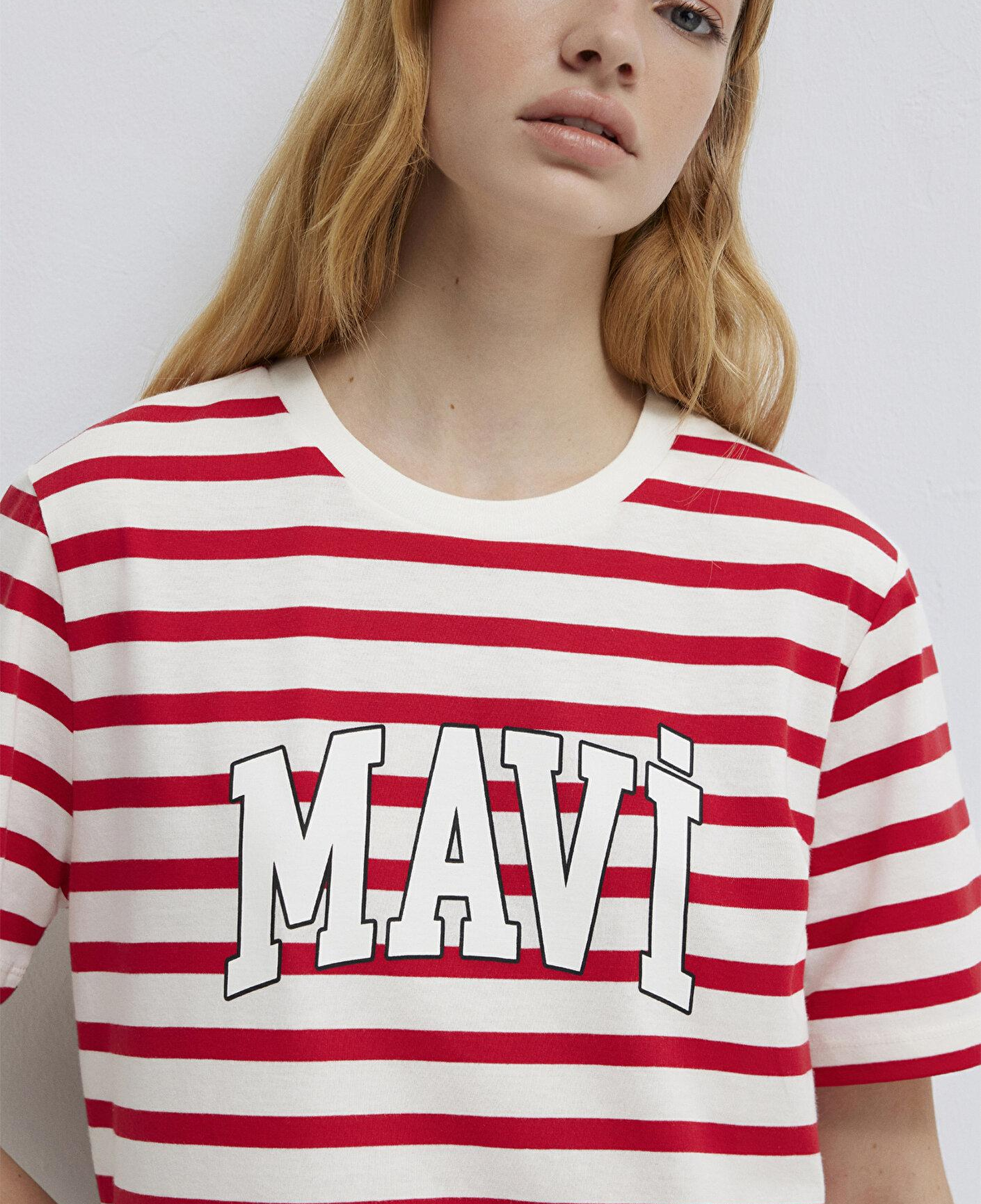 Mavi Mavi Logo Baskılı Kırmızı Çizgili Tişört Regular Fit / Normal Kesim 1611360-84475