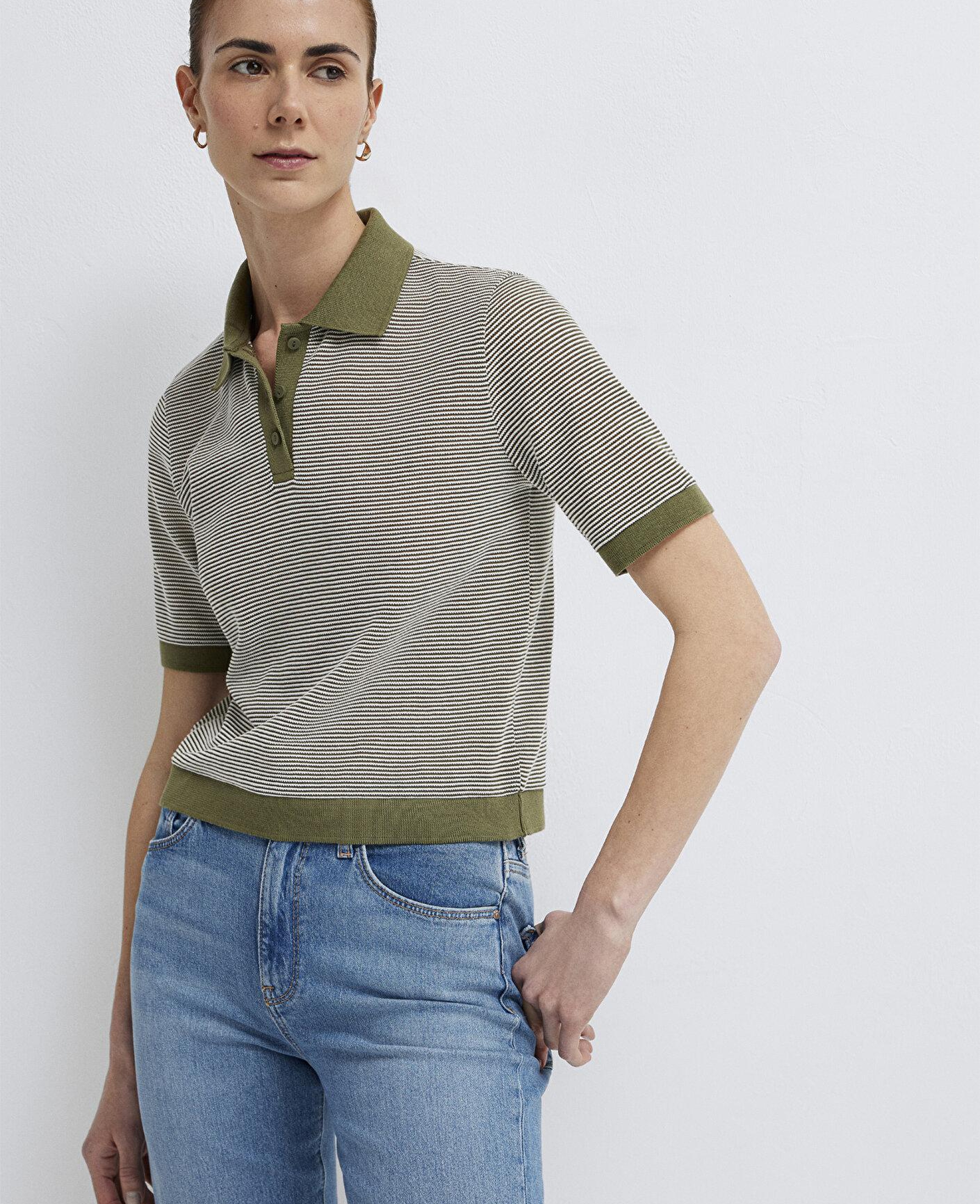 Mavi Çizgili Yeşil Polo Tişört Slim Fit / Dar Kesim 1614310-91729