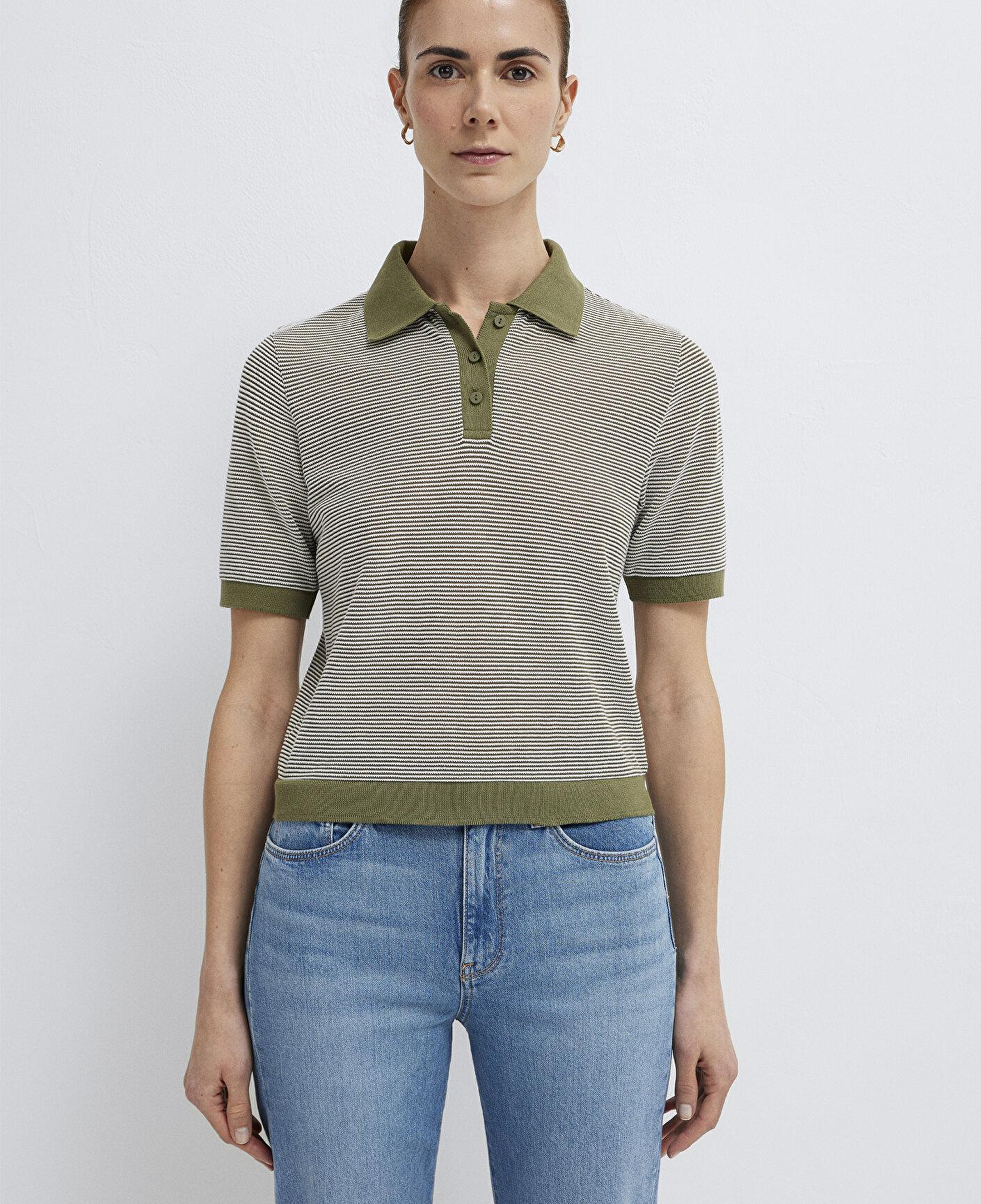 Mavi Çizgili Yeşil Polo Tişört Slim Fit / Dar Kesim 1614310-91729