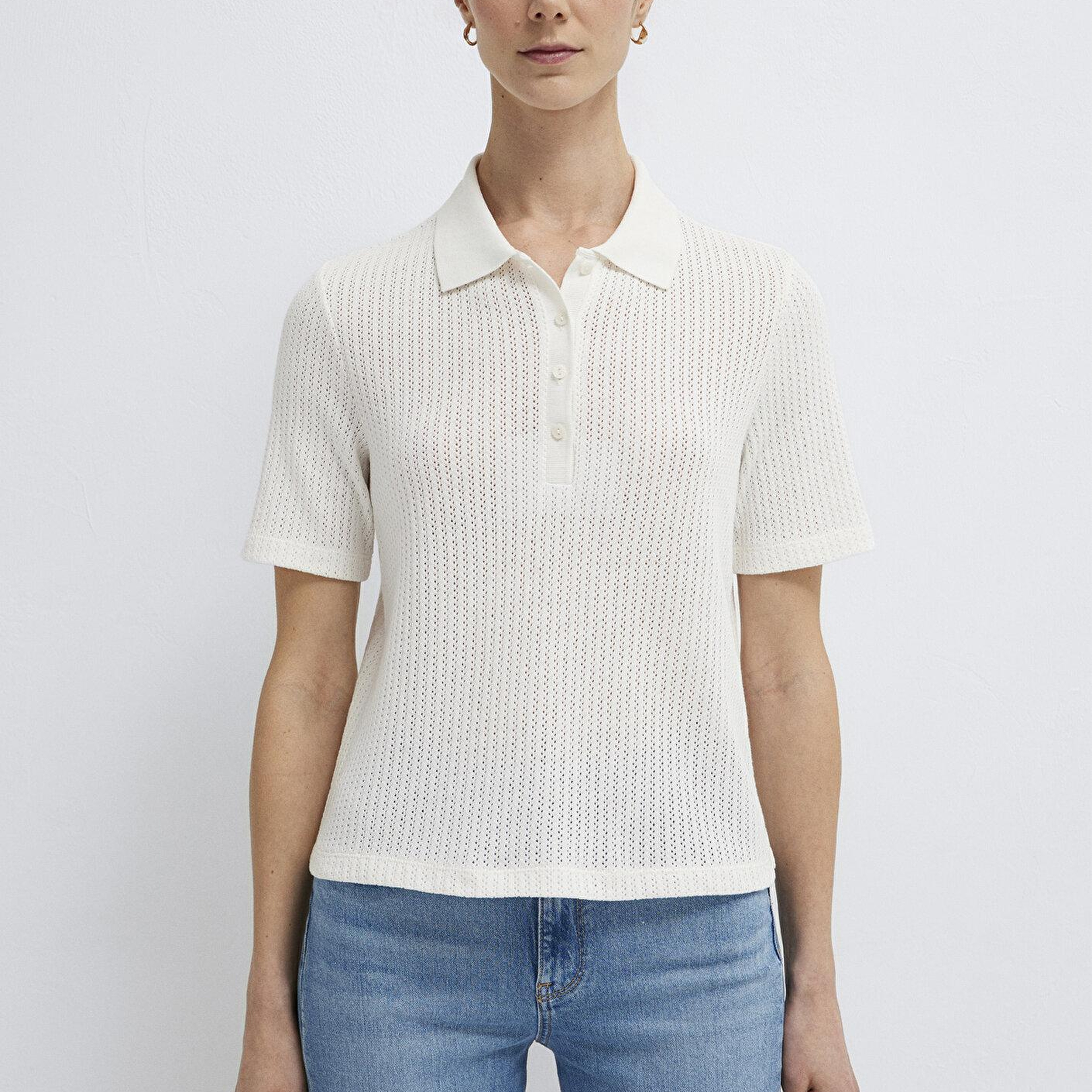 Mavi Örme Ekru Polo Tişört. Slim Fit / Dar Kesim 1614311-70057