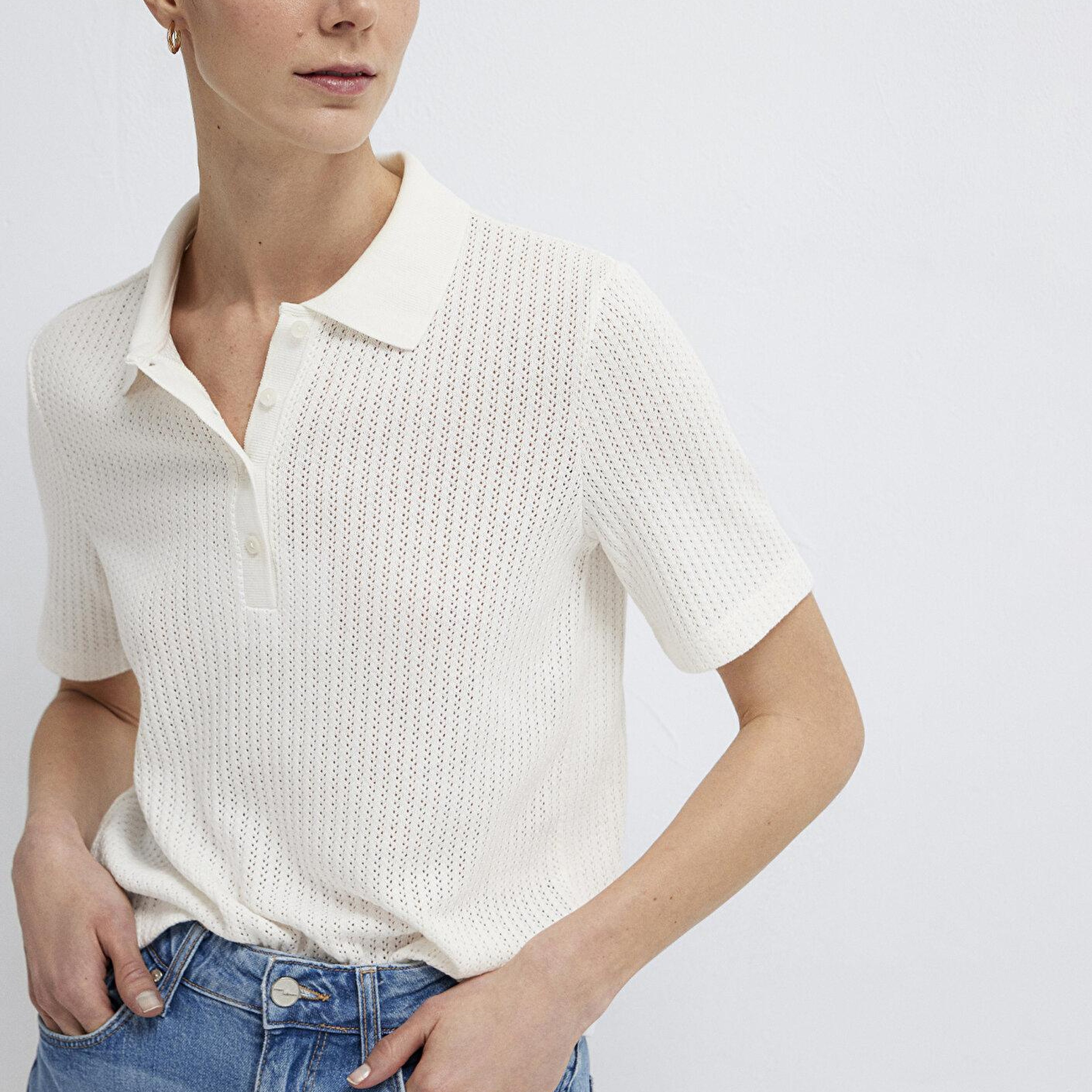 Mavi Örme Ekru Polo Tişört. Slim Fit / Dar Kesim 1614311-70057