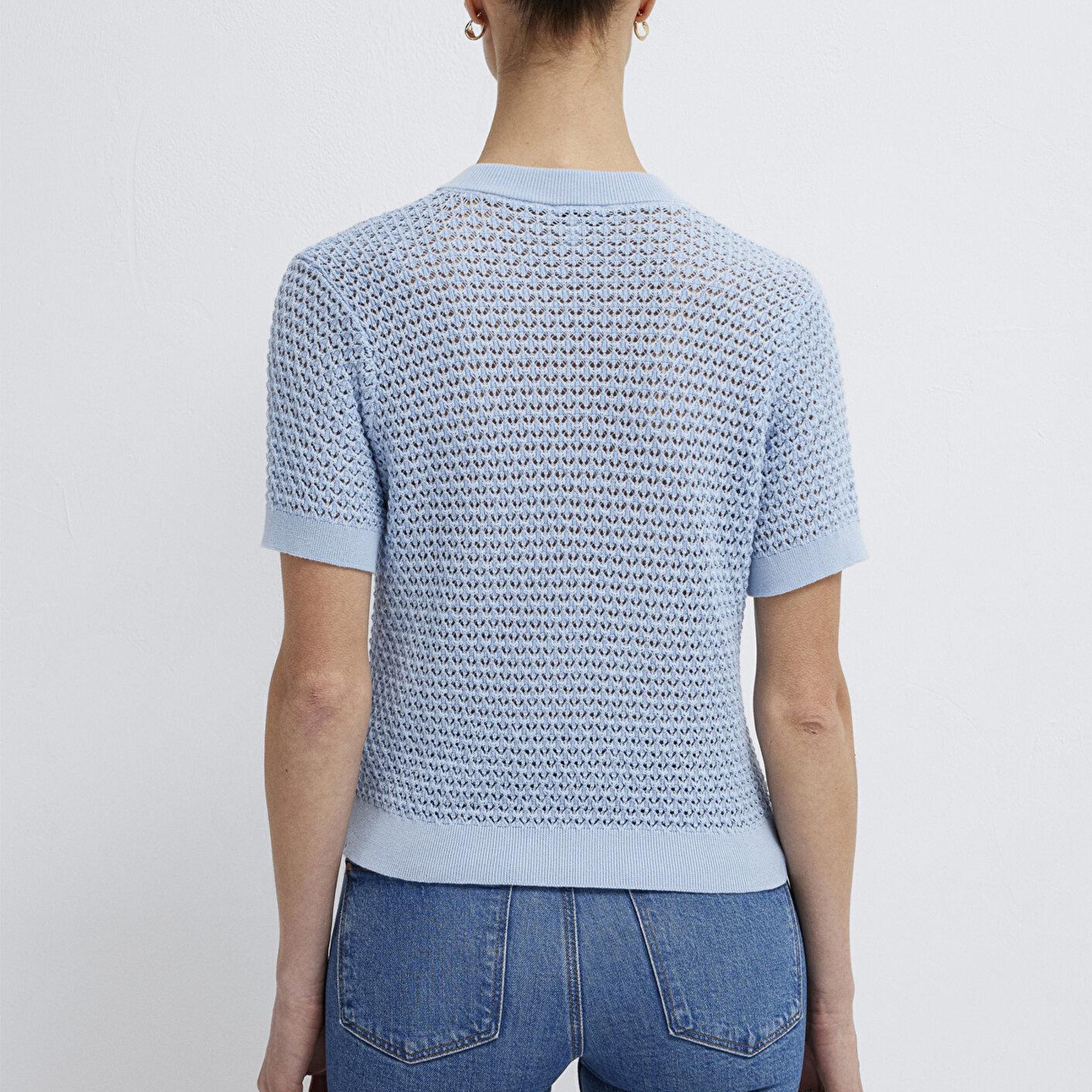 Mavi Kısa Kollu Mavi Triko Slim Fit / Dar Kesim 1710886-90160