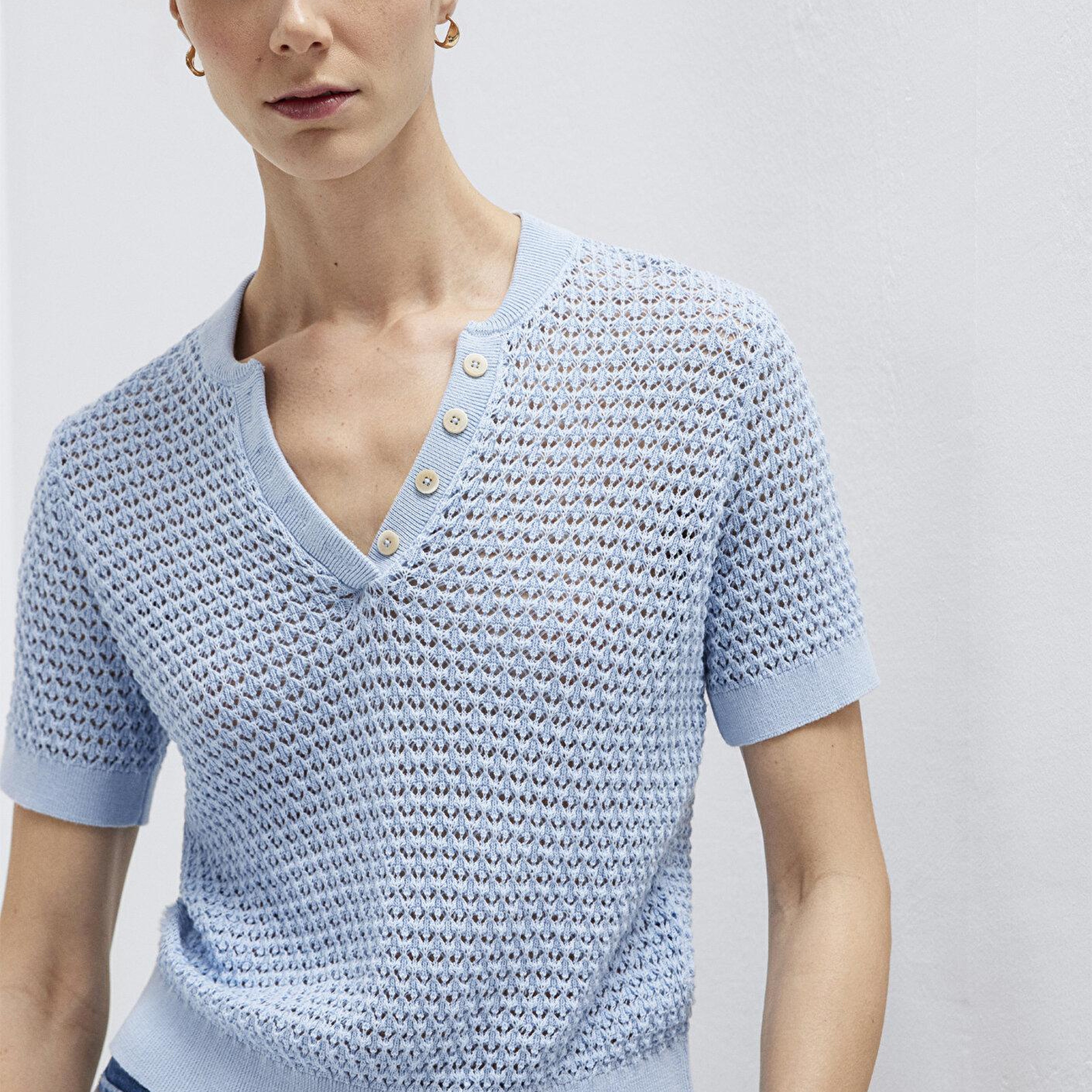 Mavi Kısa Kollu Mavi Triko Slim Fit / Dar Kesim 1710886-90160