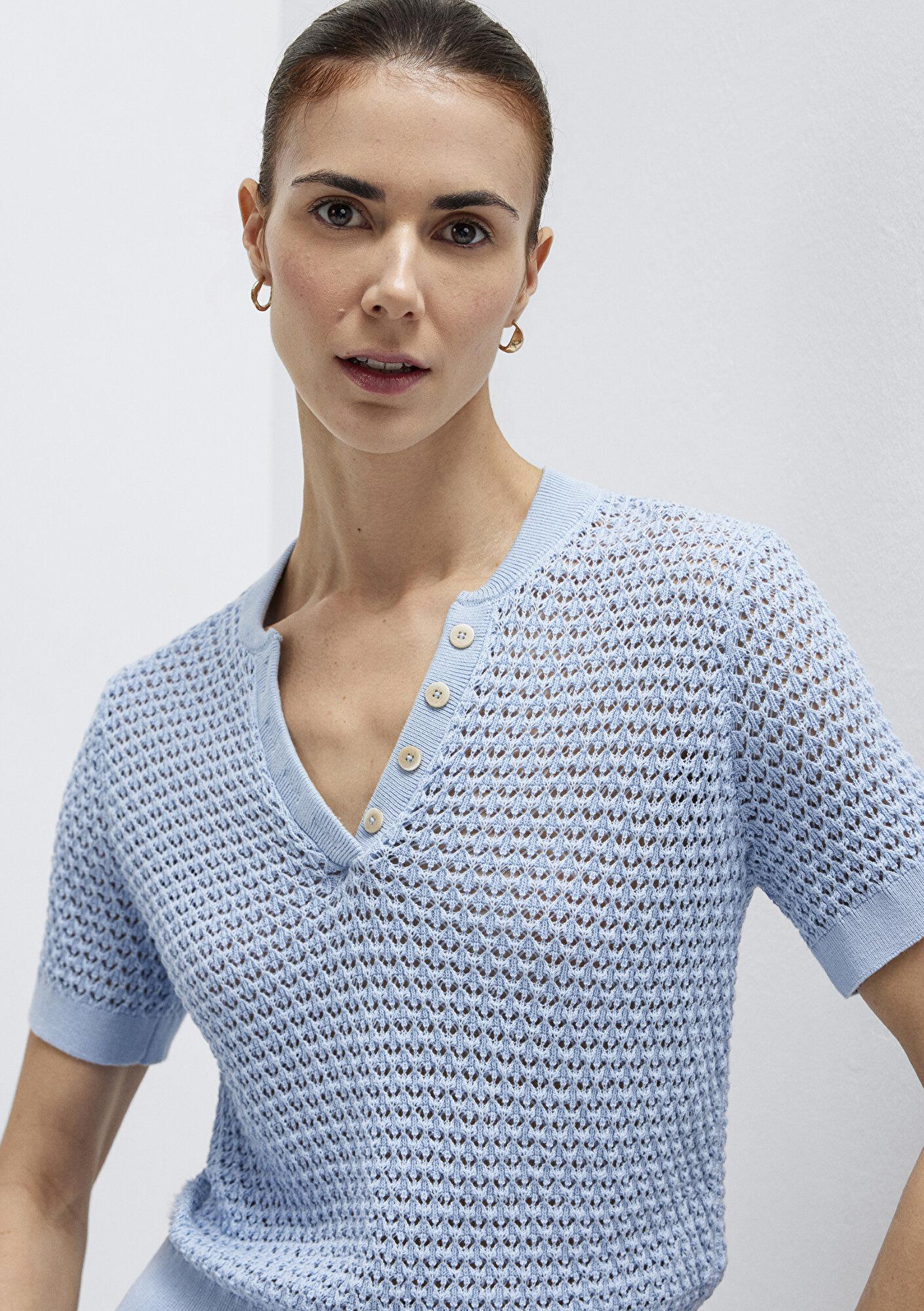 Mavi Kısa Kollu Mavi Triko Slim Fit / Dar Kesim 1710886-90160