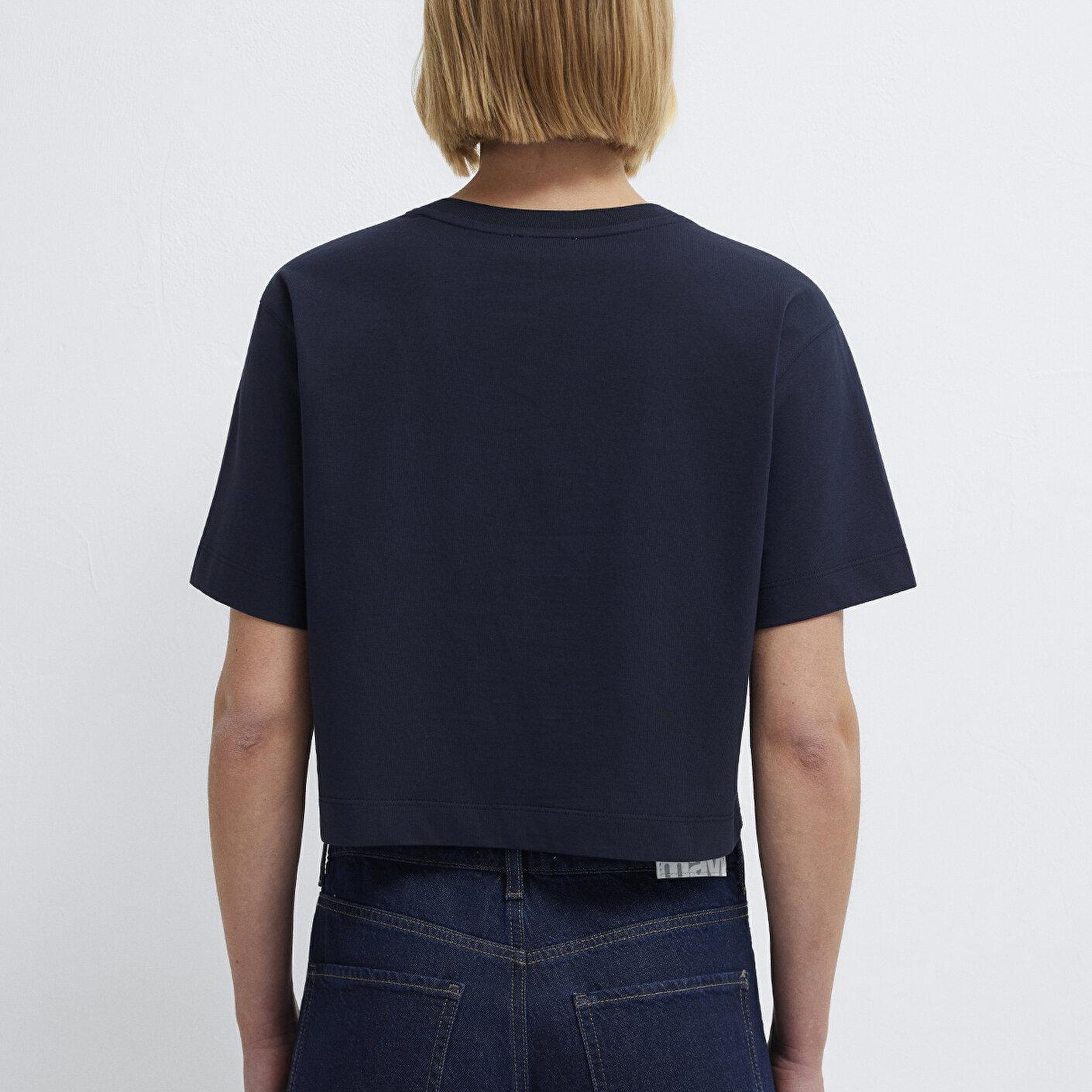 Mavi Lacivert Basic Crop Tişört Crop / Kısa Kesim 1613910-86623