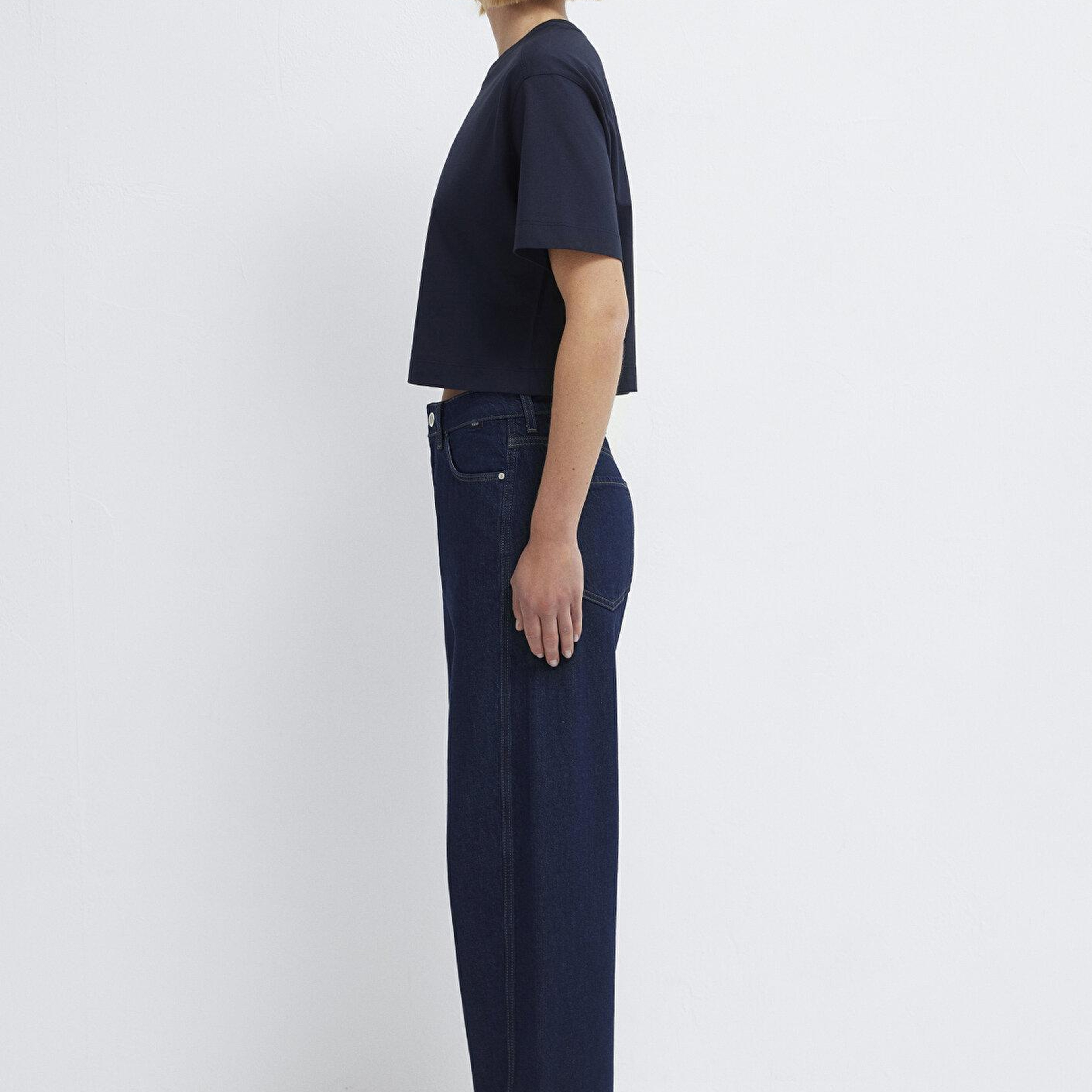 Mavi Lacivert Basic Crop Tişört Crop / Kısa Kesim 1613910-86623