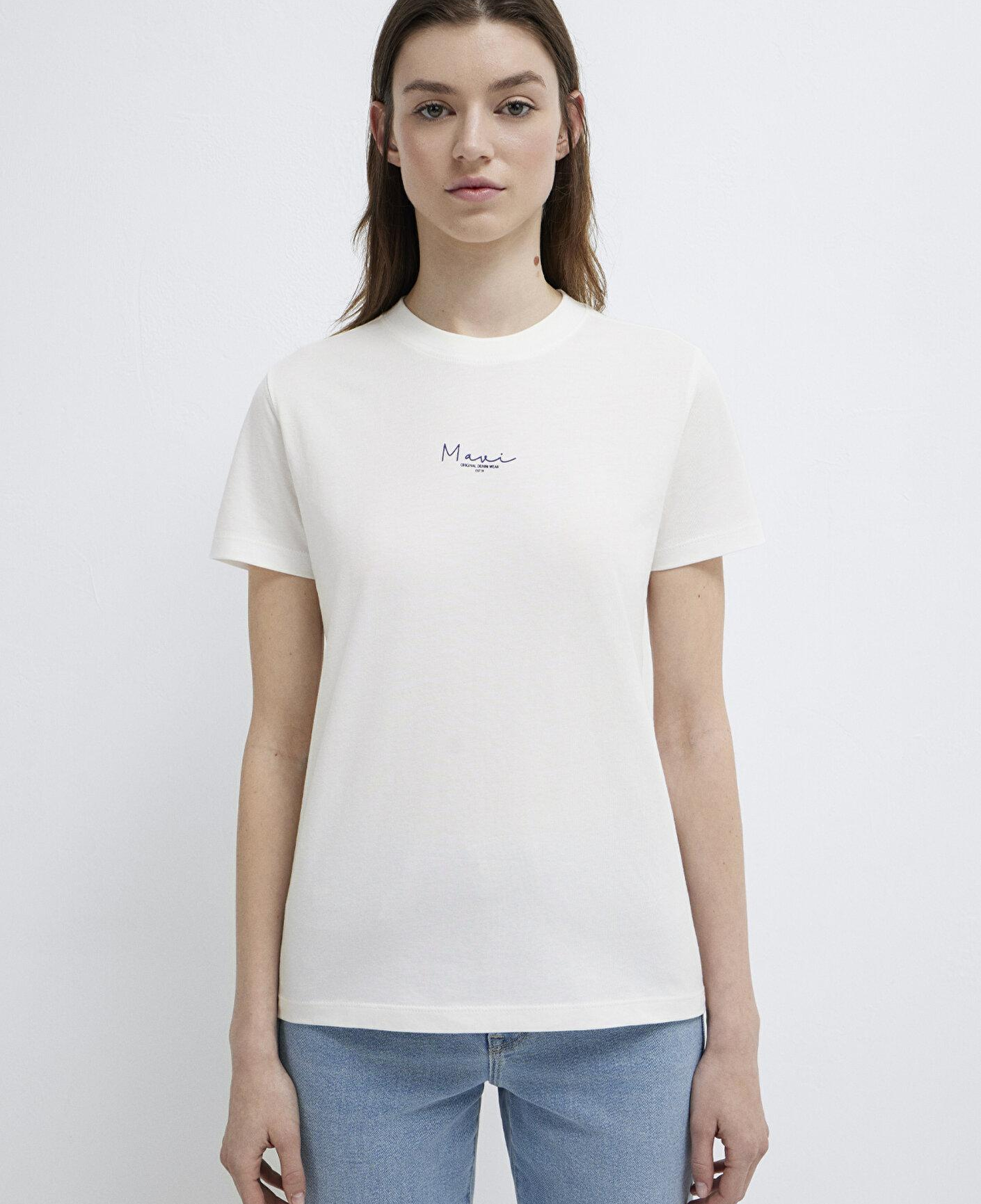 Mavi Mavi Baskılı Ekru Tişört Slim Fit / Dar Kesim 1613900-70057