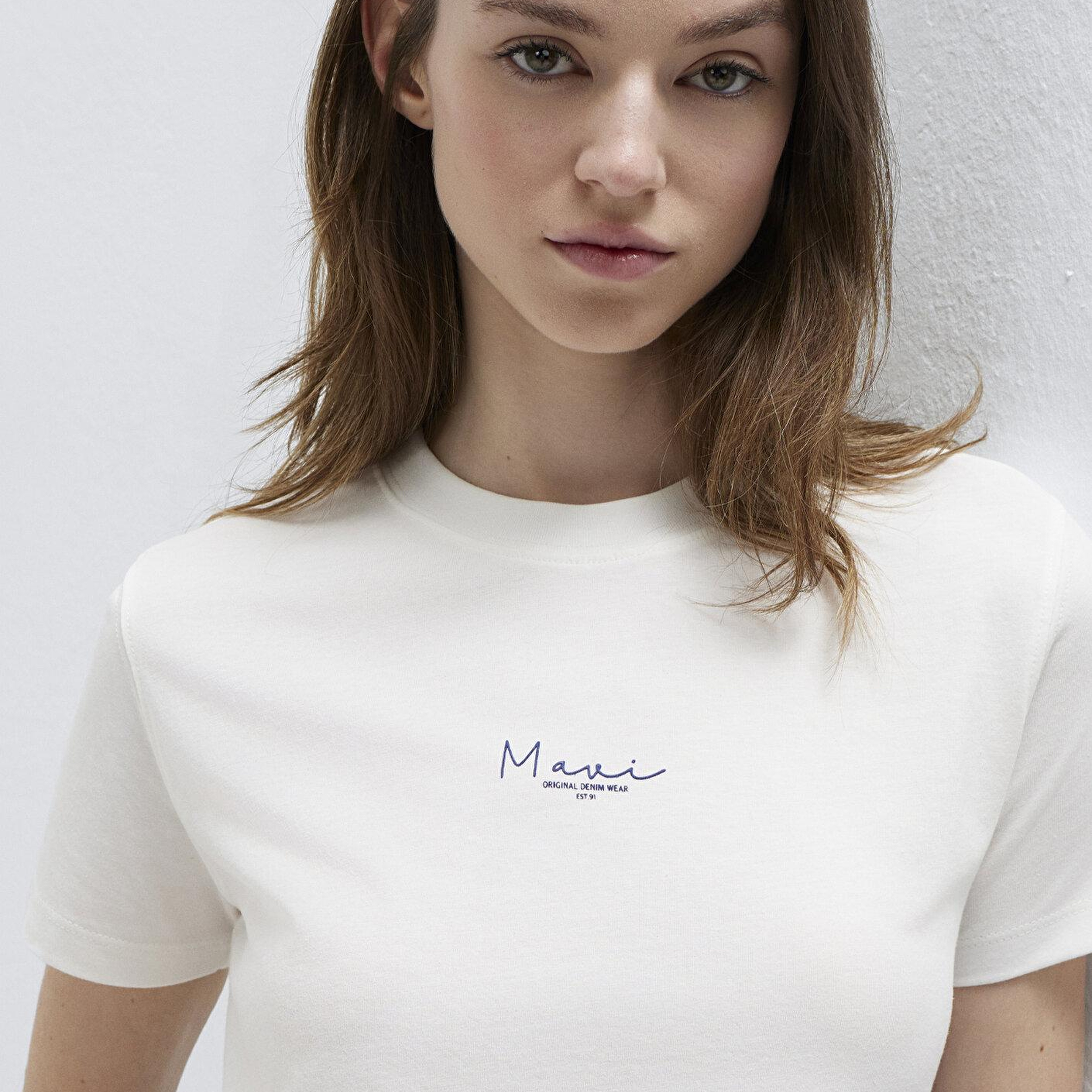 Mavi Mavi Baskılı Ekru Tişört Slim Fit / Dar Kesim 1613900-70057