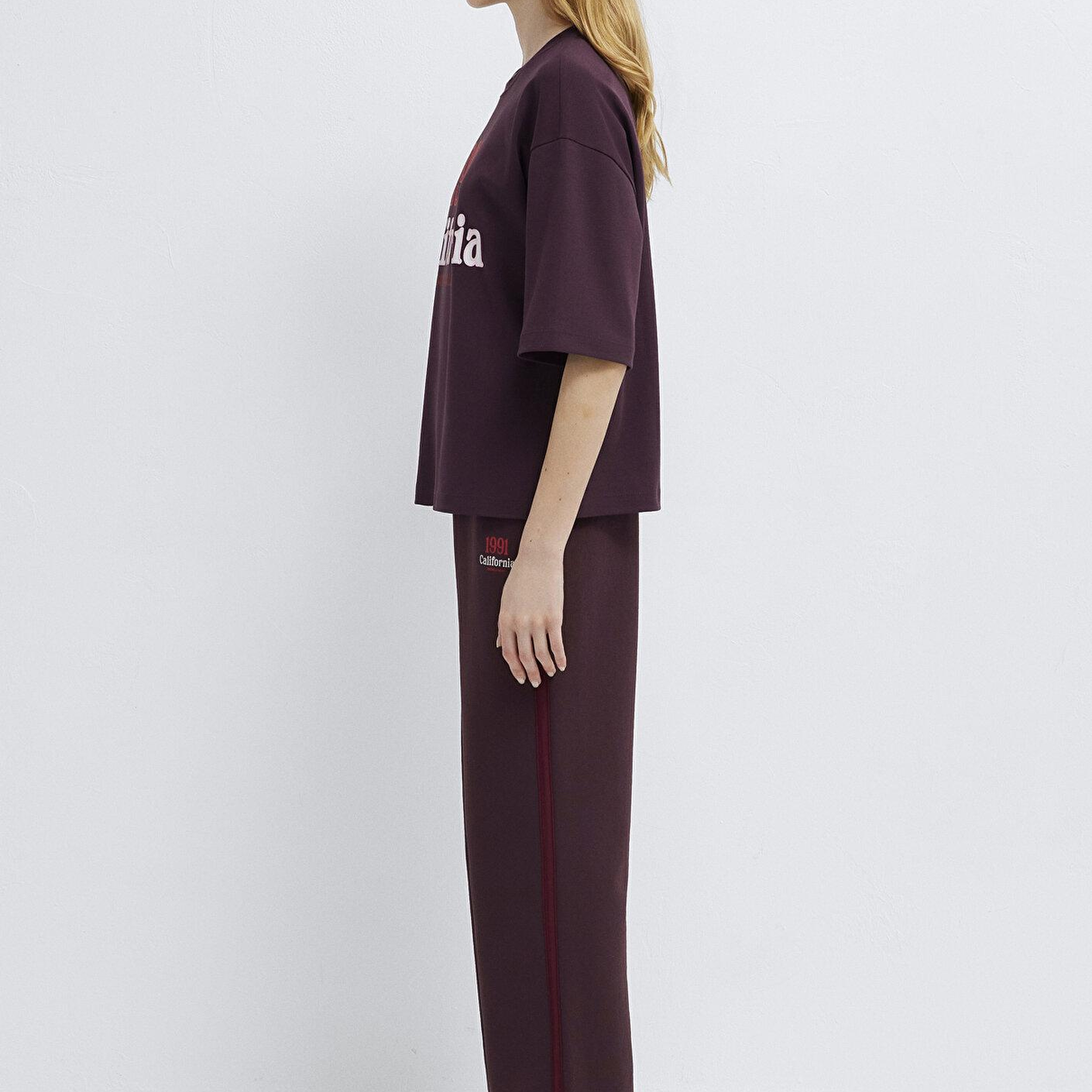 Mavi California Baskılı Bordo Tişört Loose Fit / Bol Rahat Kesim 1613913-70223