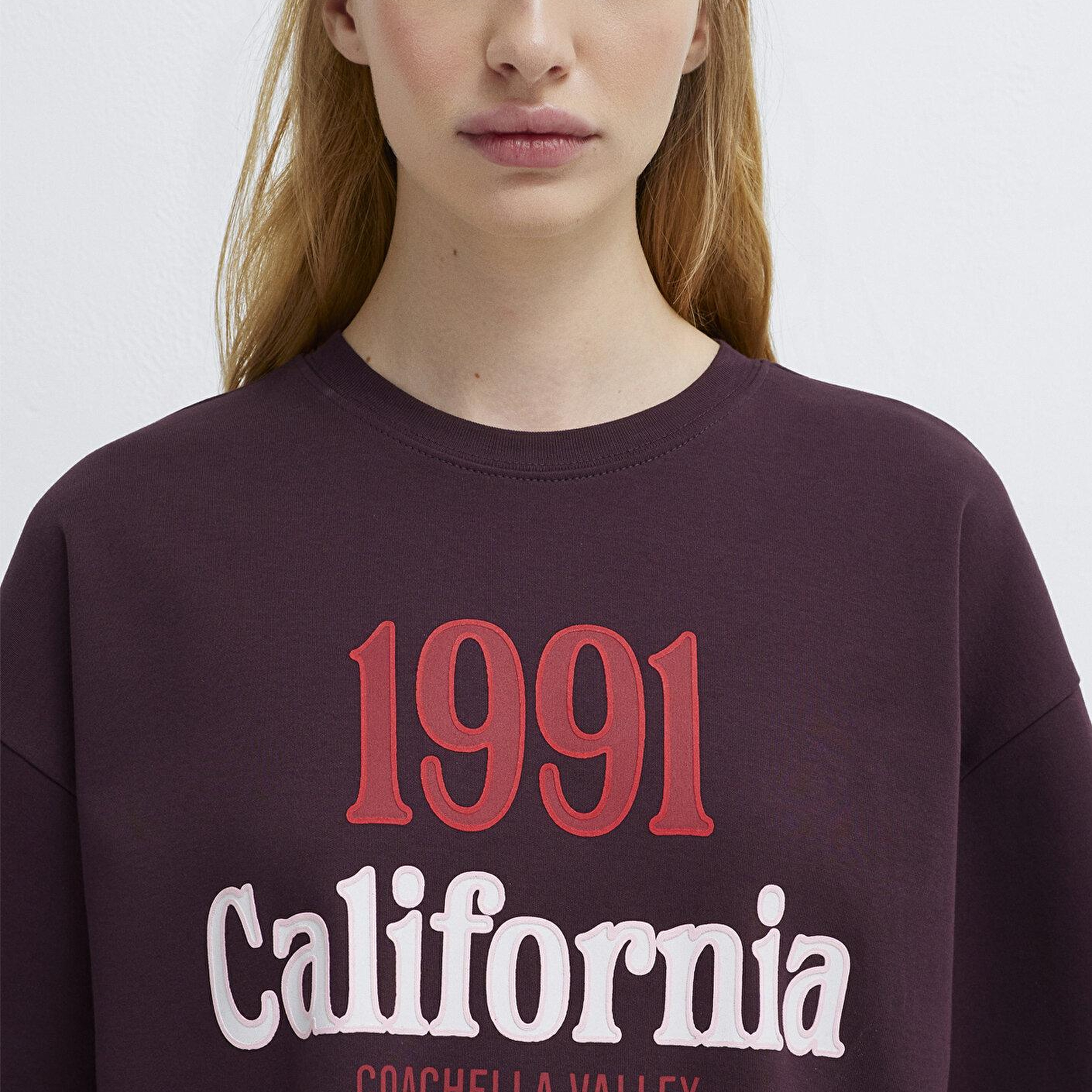 Mavi California Baskılı Bordo Tişört Loose Fit / Bol Rahat Kesim 1613913-70223
