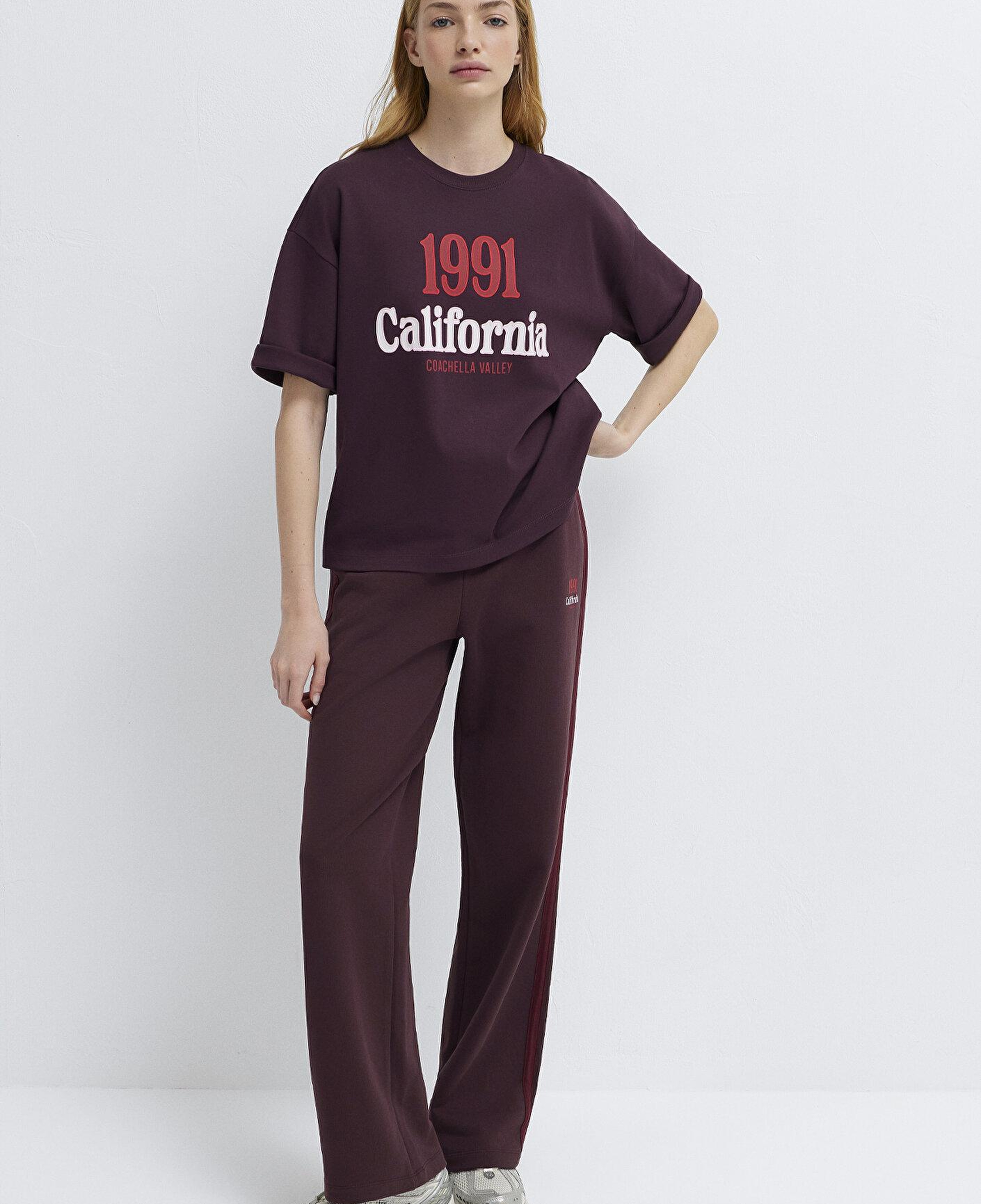 Mavi California Baskılı Bordo Tişört Loose Fit / Bol Rahat Kesim 1613913-70223