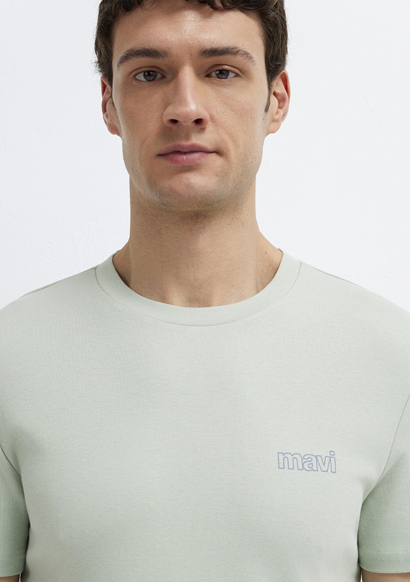Mavi Mavi Logo Baskılı Yeşil İnterlok Tişört Slim Fit / Dar Kesim 0610360-71464