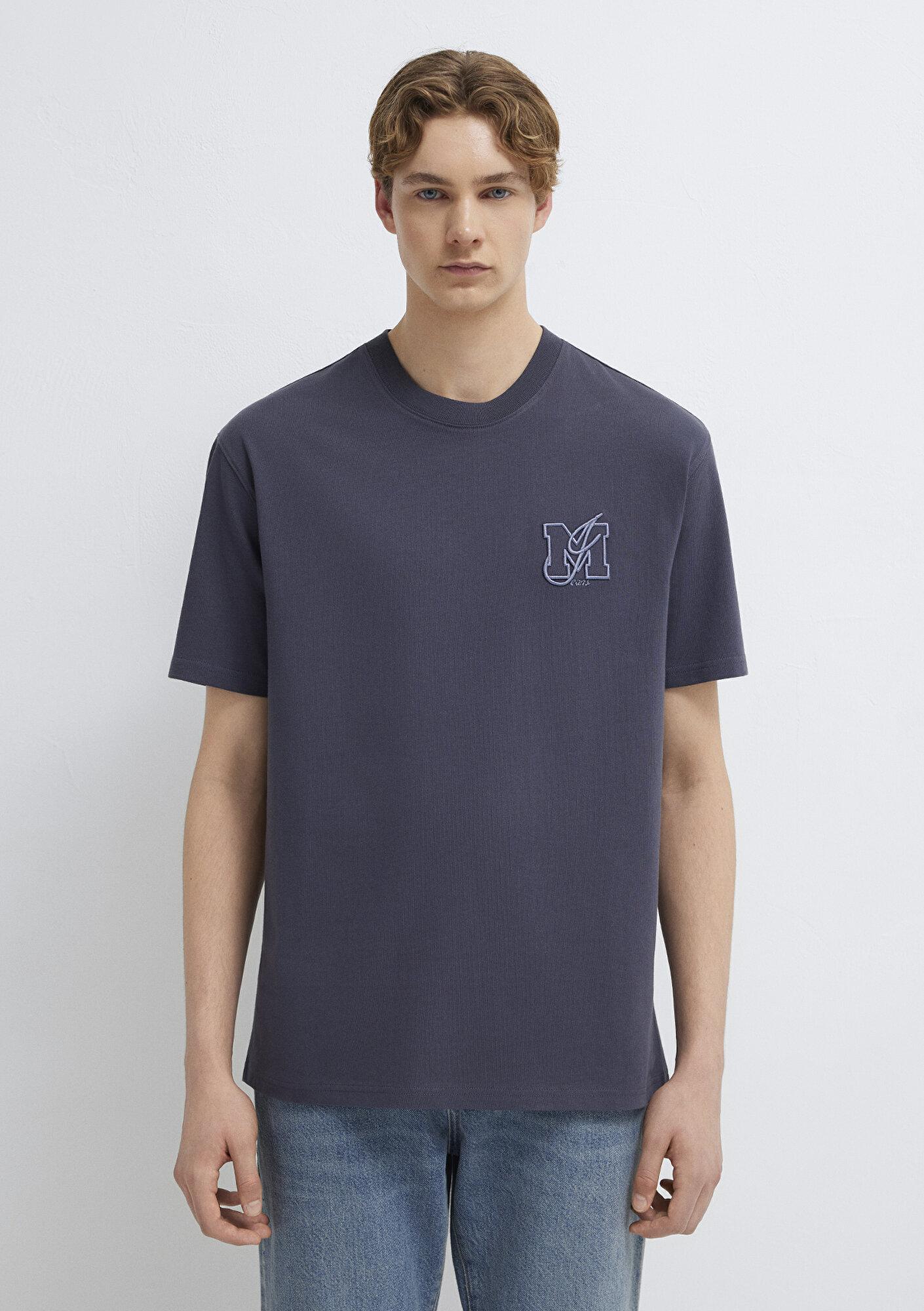 Mavi MJ Logo Detaylı Gri Tişört Loose Fit / Bol Rahat Kesim 0612885-70101