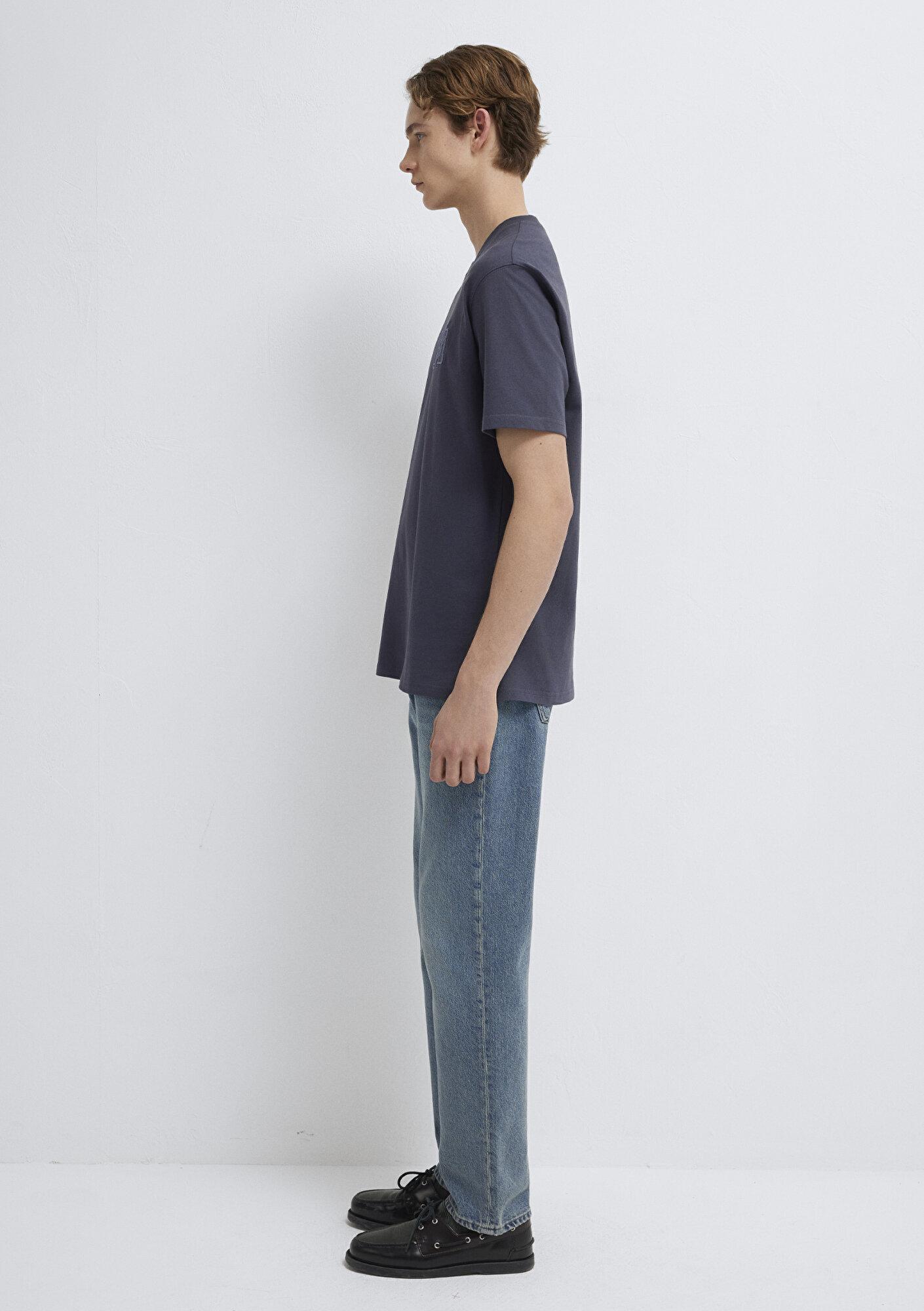 Mavi MJ Logo Detaylı Gri Tişört Loose Fit / Bol Rahat Kesim 0612885-70101