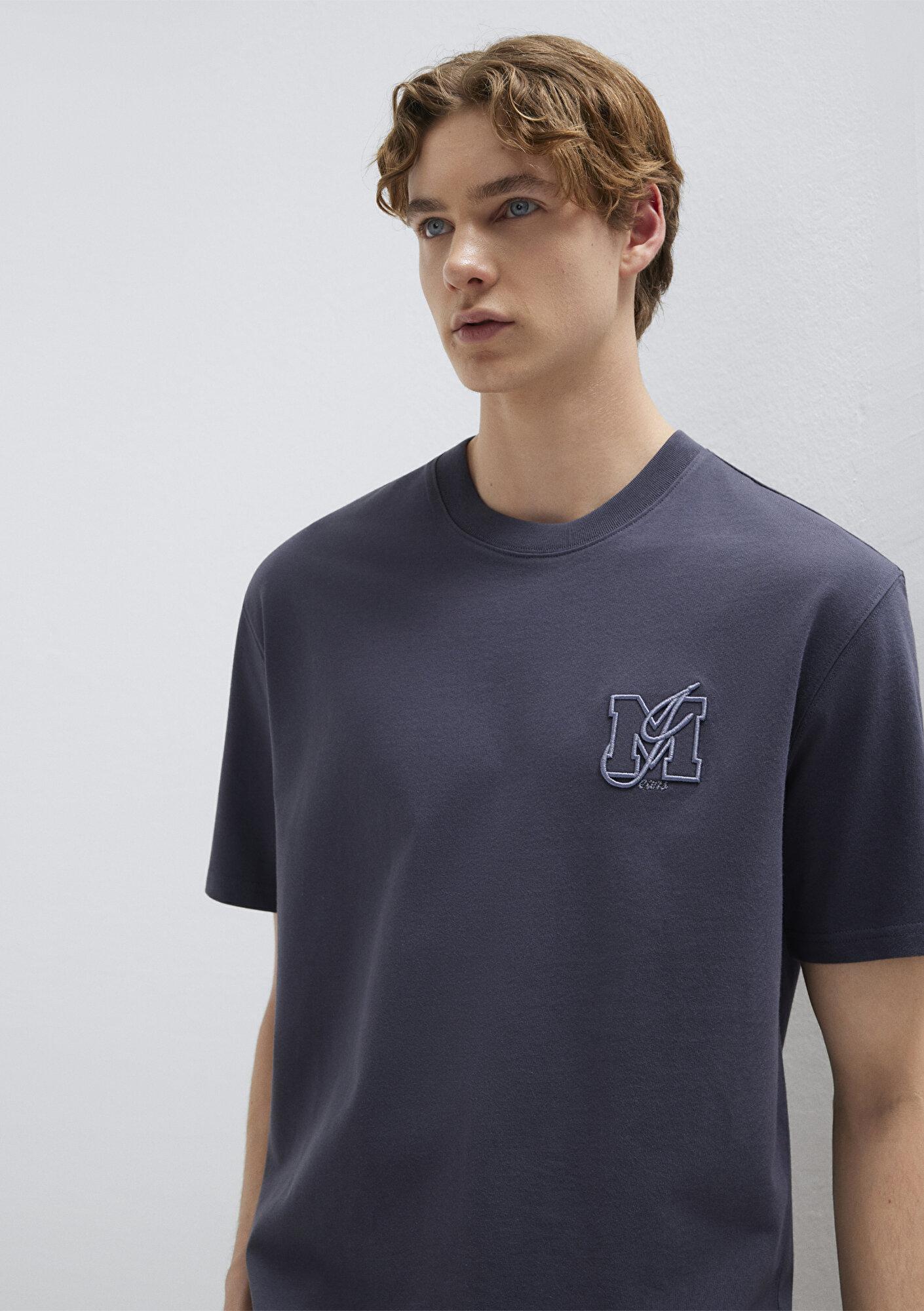 Mavi MJ Logo Detaylı Gri Tişört Loose Fit / Bol Rahat Kesim 0612885-70101