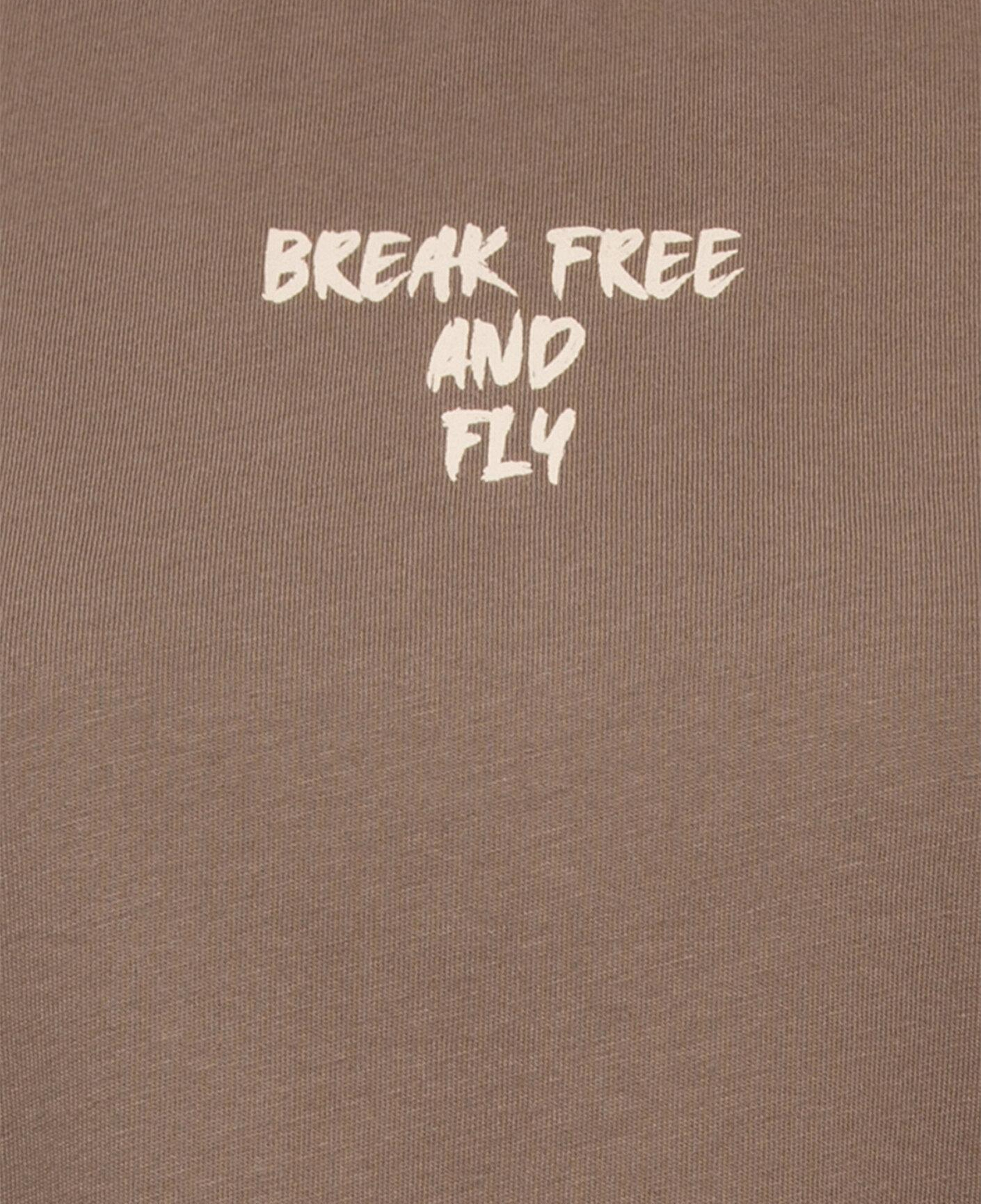 Mavi Kelebek Baskılı Kahverengi Tişört Boxy Fit 1613872-83866