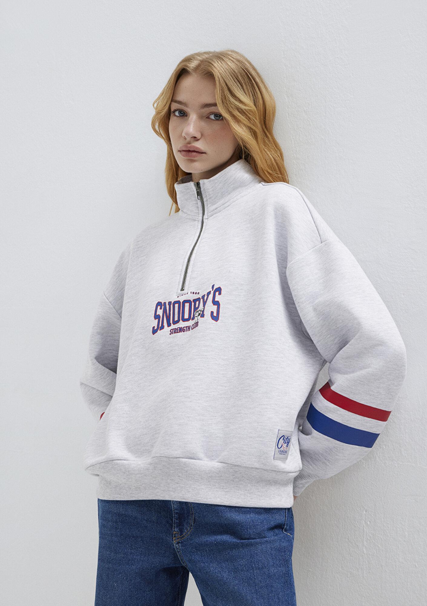 Mavi Peanuts Baskılı Gri Sweatshirt 1S10529-80196