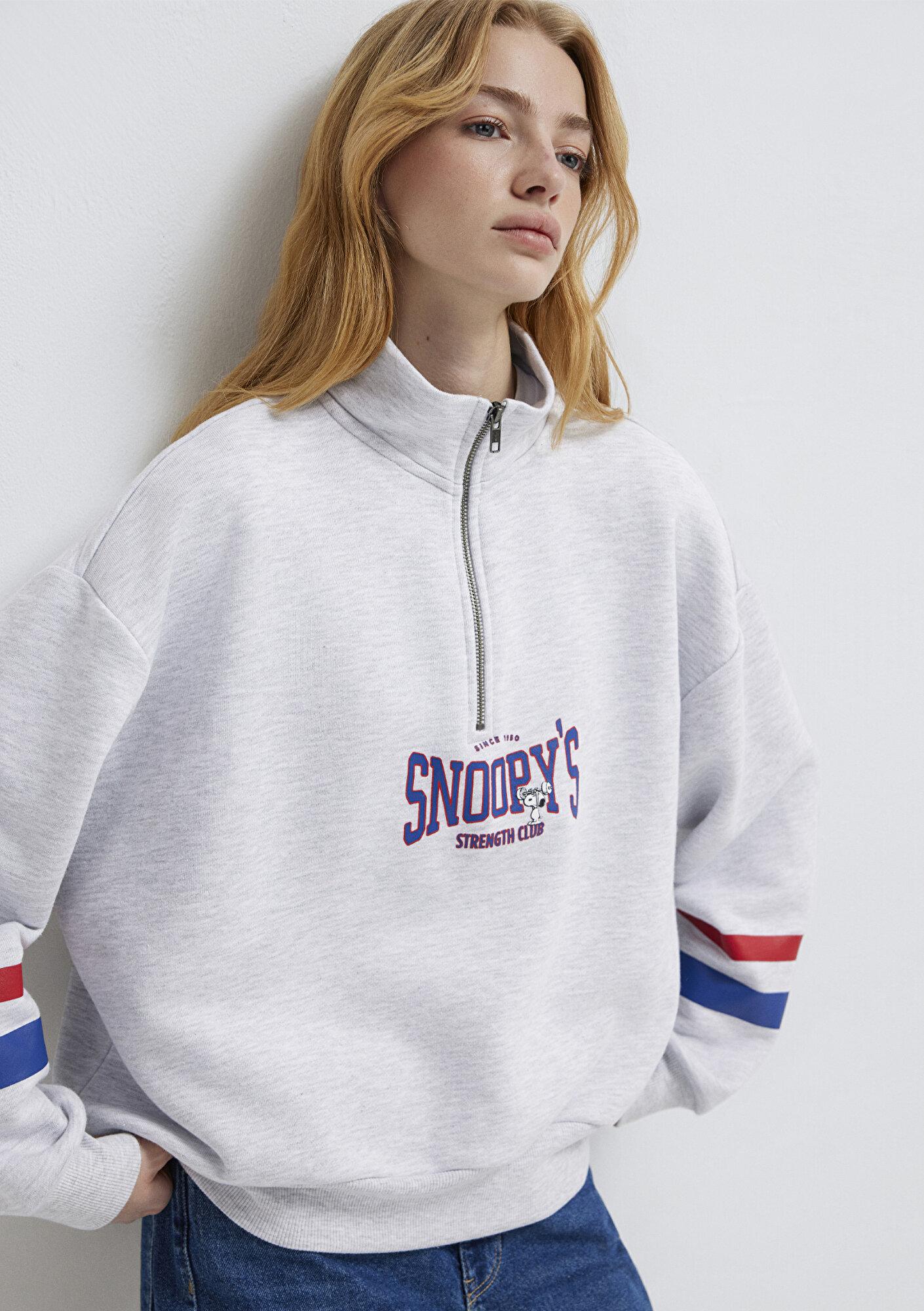 Mavi Peanuts Baskılı Gri Sweatshirt 1S10529-80196