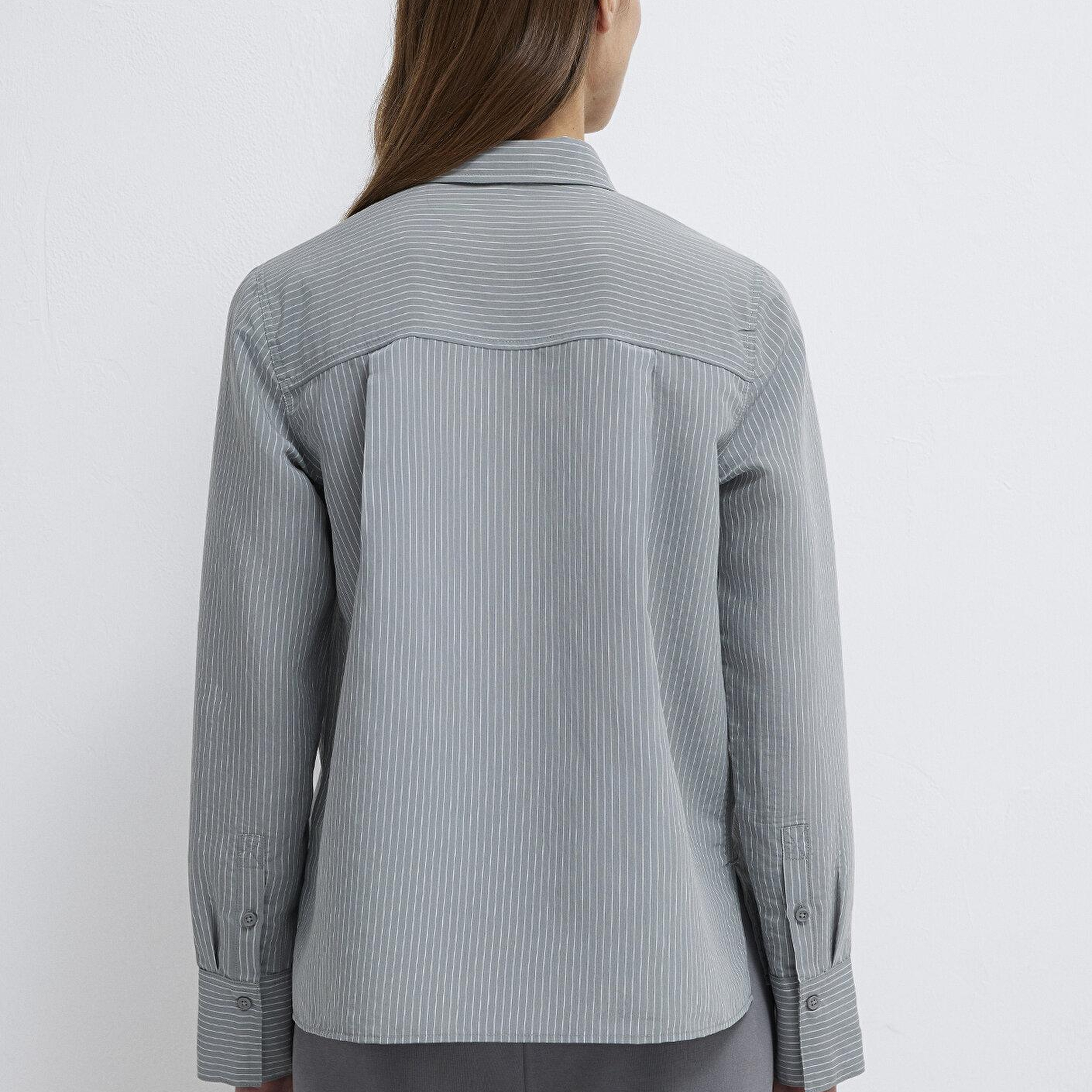 Mavi Çizgili (TENCEL™) Liyosel Karışımlı Gömlek Regular Fit / Normal Kesim 1211374-88069