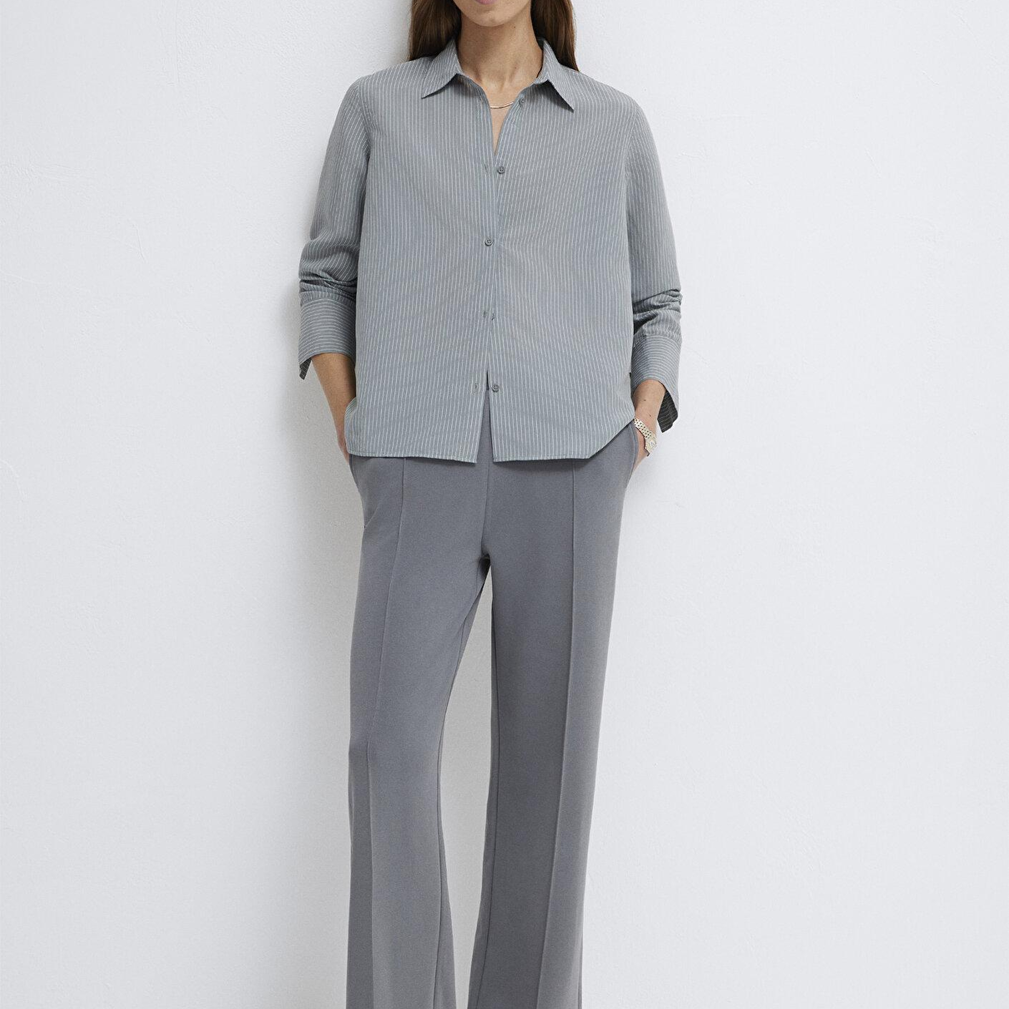 Mavi Çizgili (TENCEL™) Liyosel Karışımlı Gömlek Regular Fit / Normal Kesim 1211374-88069