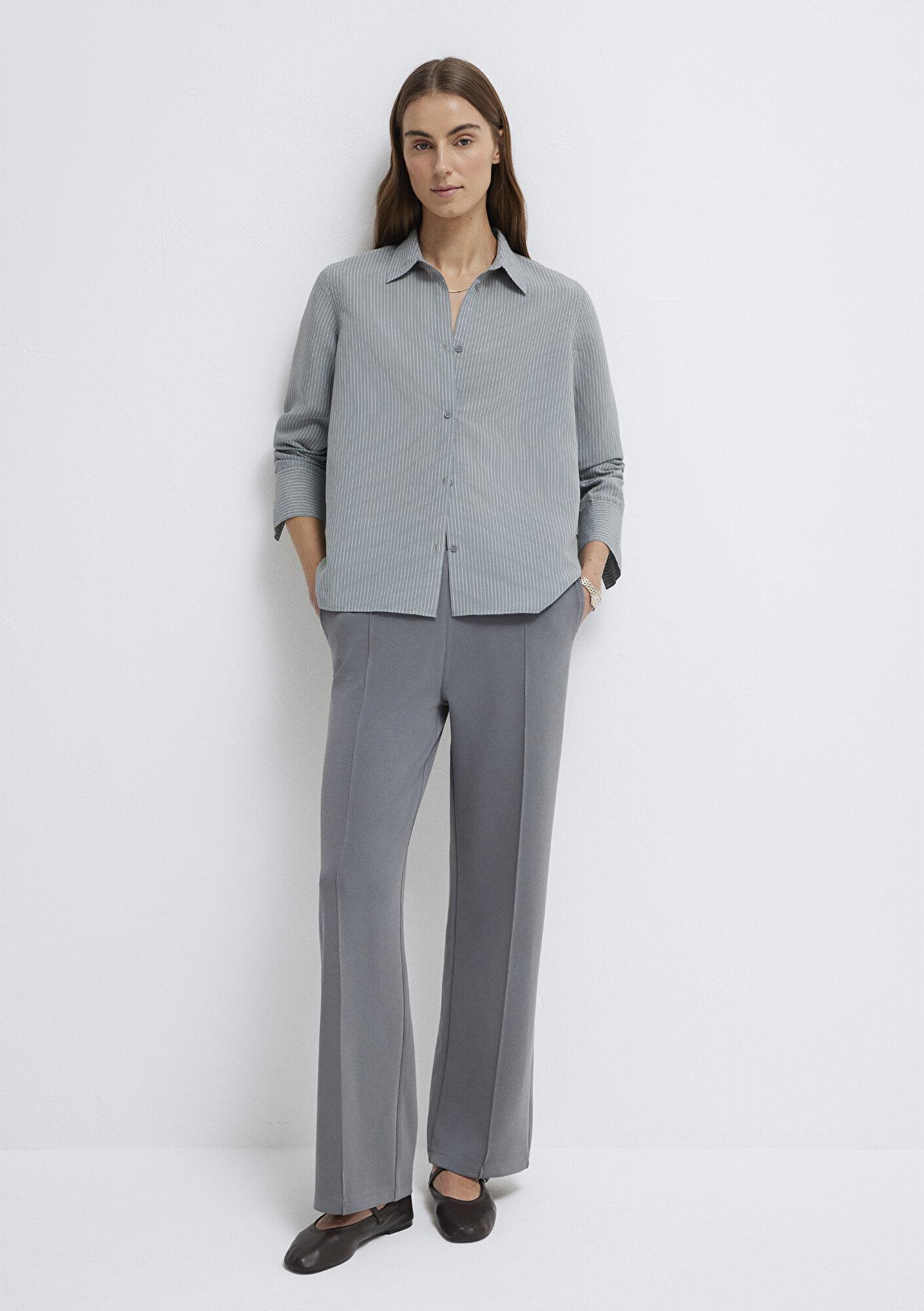 Mavi Çizgili (TENCEL™) Liyosel Karışımlı Gömlek Regular Fit / Normal Kesim 1211374-88069
