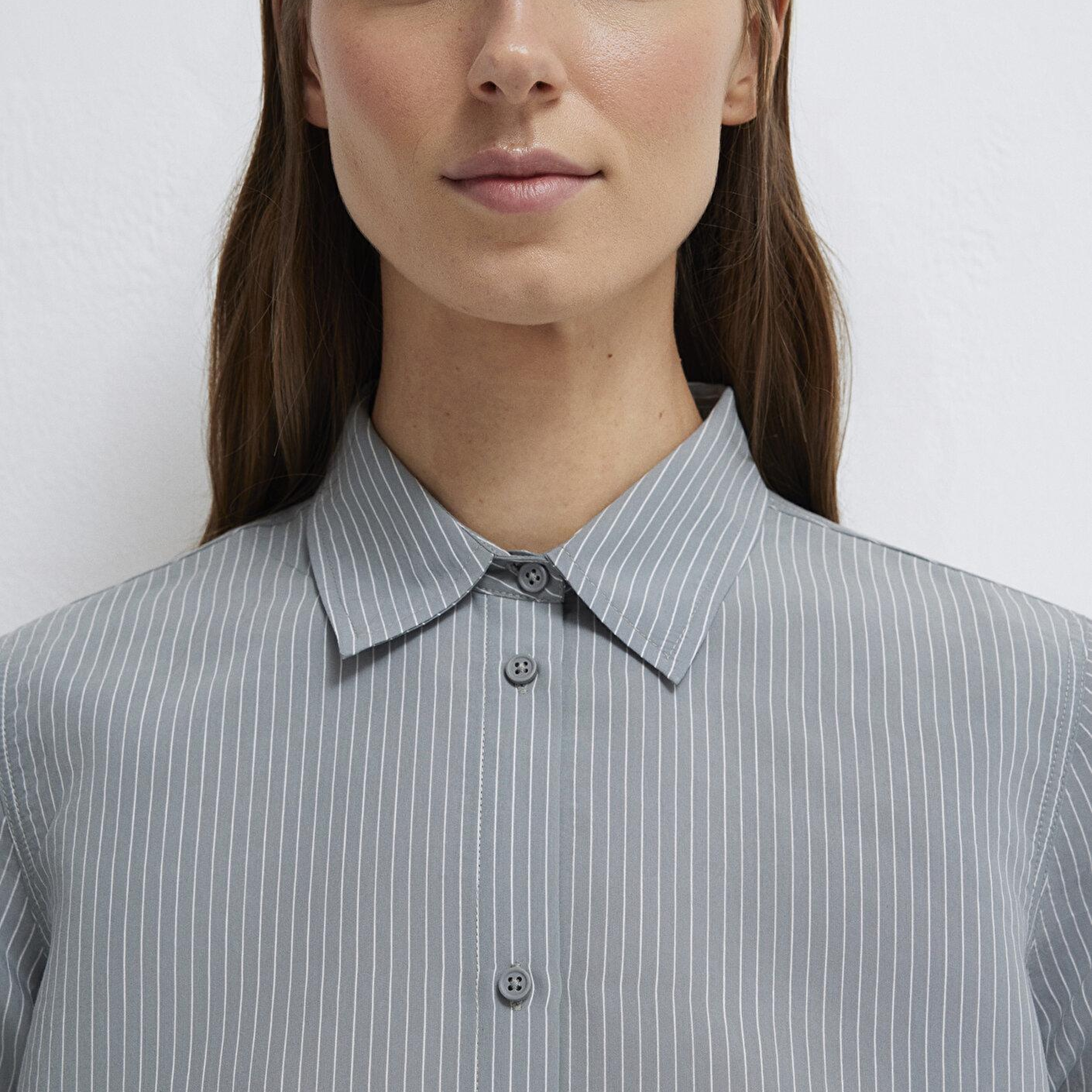 Mavi Çizgili (TENCEL™) Liyosel Karışımlı Gömlek Regular Fit / Normal Kesim 1211374-88069