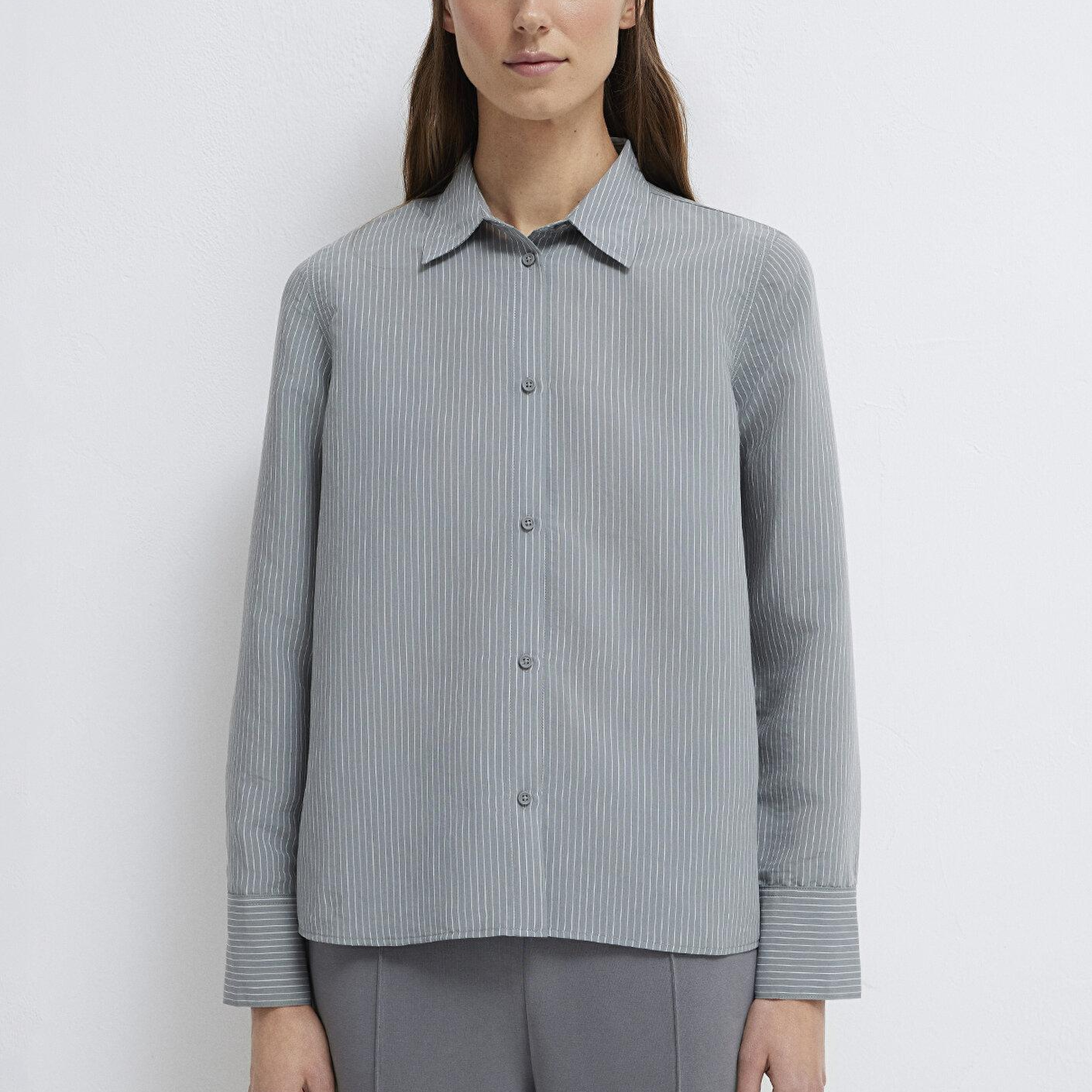 Mavi Çizgili (TENCEL™) Liyosel Karışımlı Gömlek Regular Fit / Normal Kesim 1211374-88069