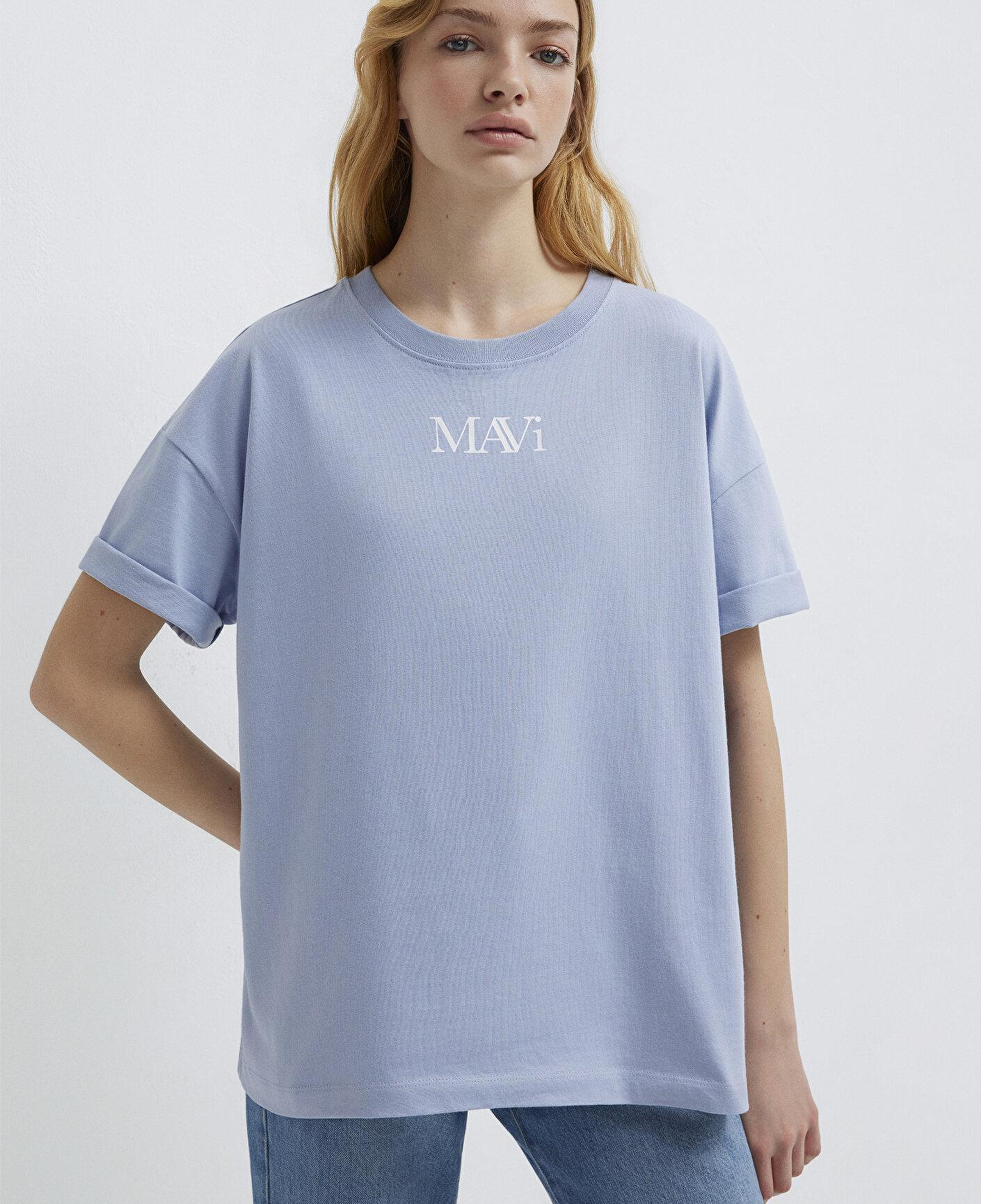 Mavi Mavi Logo Baskılı Mavi Tişört Oversize / Geniş Kesim 1611593-85385