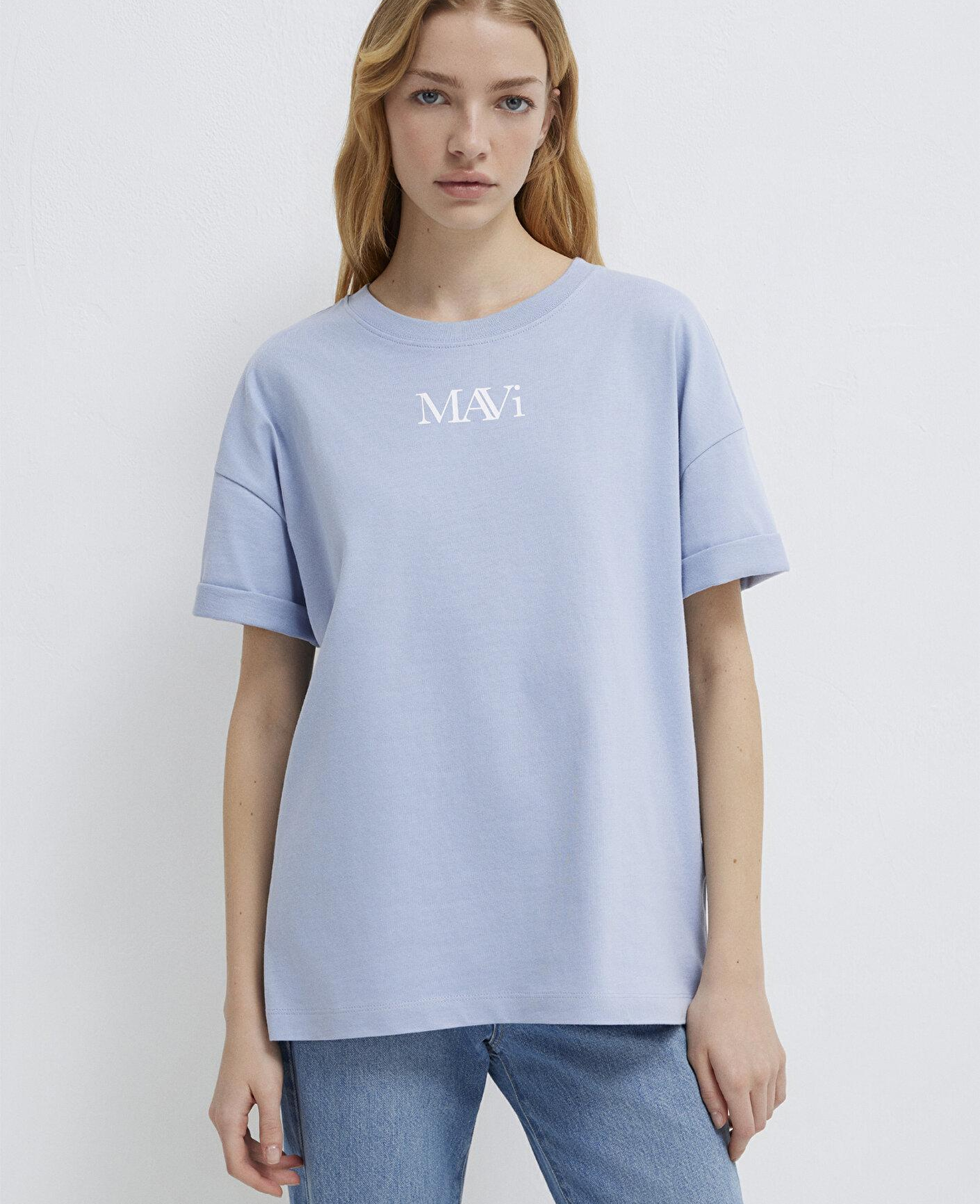 Mavi Mavi Logo Baskılı Mavi Tişört Oversize / Geniş Kesim 1611593-85385