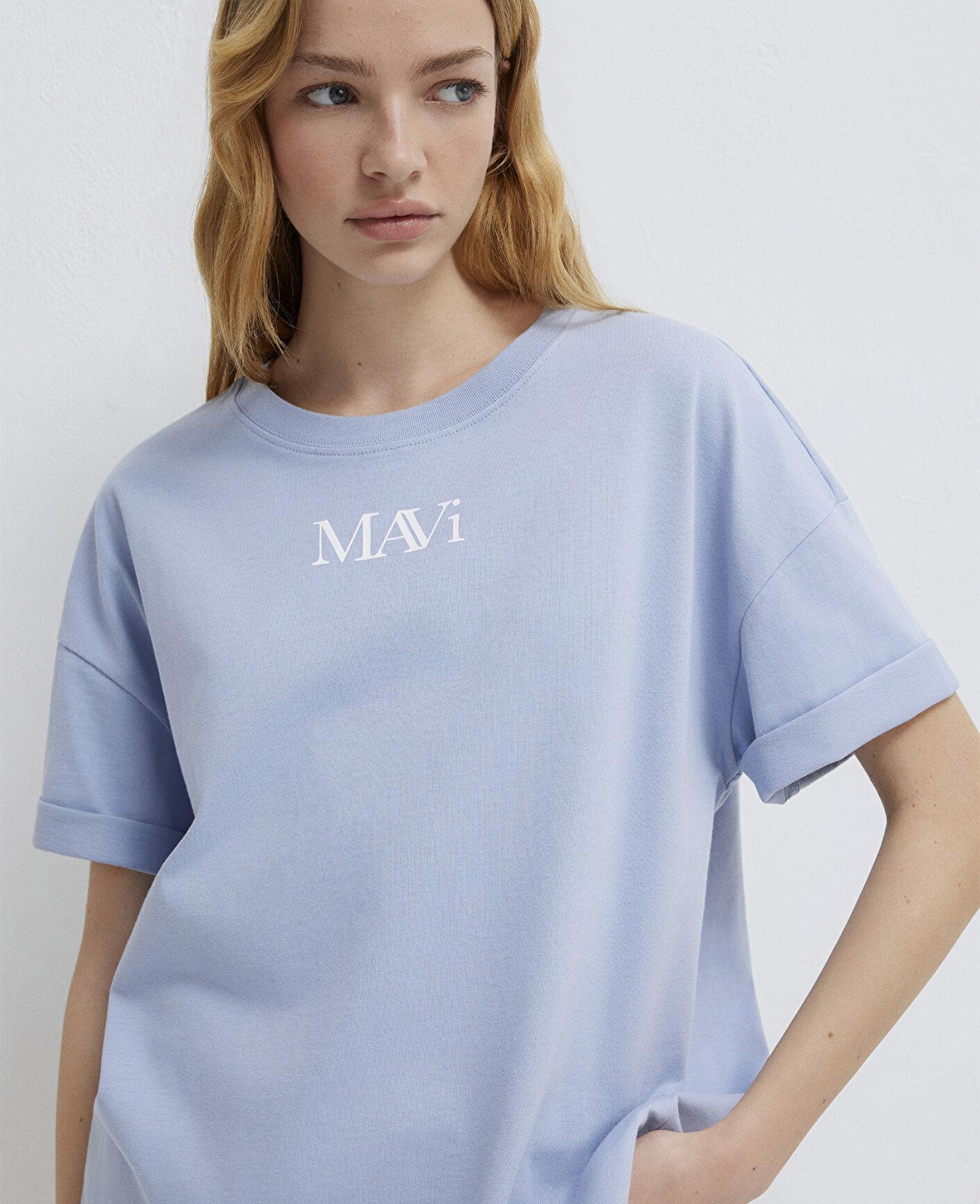 Mavi Mavi Logo Baskılı Mavi Tişört Oversize / Geniş Kesim 1611593-85385