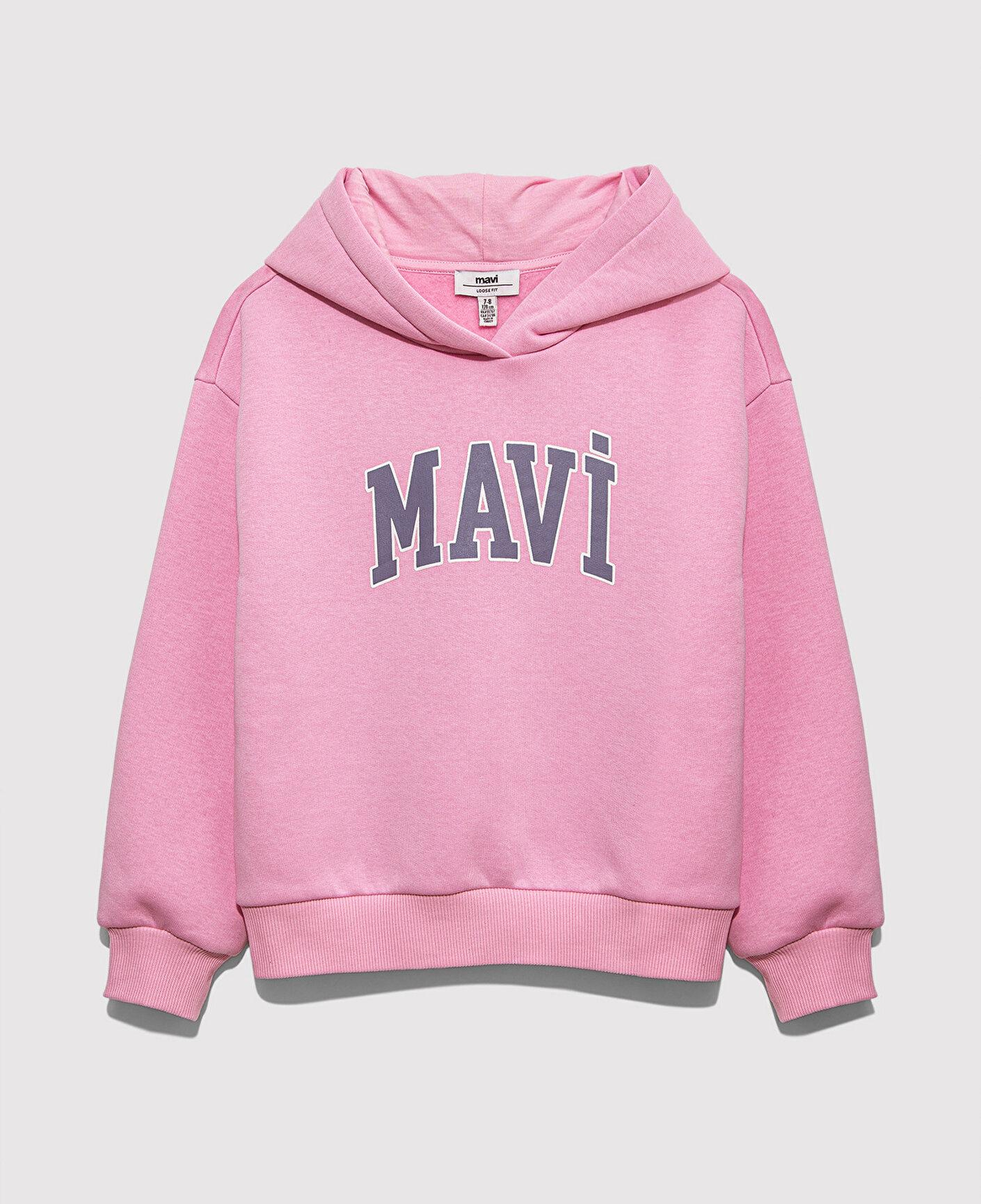 Mavi Mavi Logo Baskılı Kapüşonlu Pembe Sweatshirt 7610035-70973