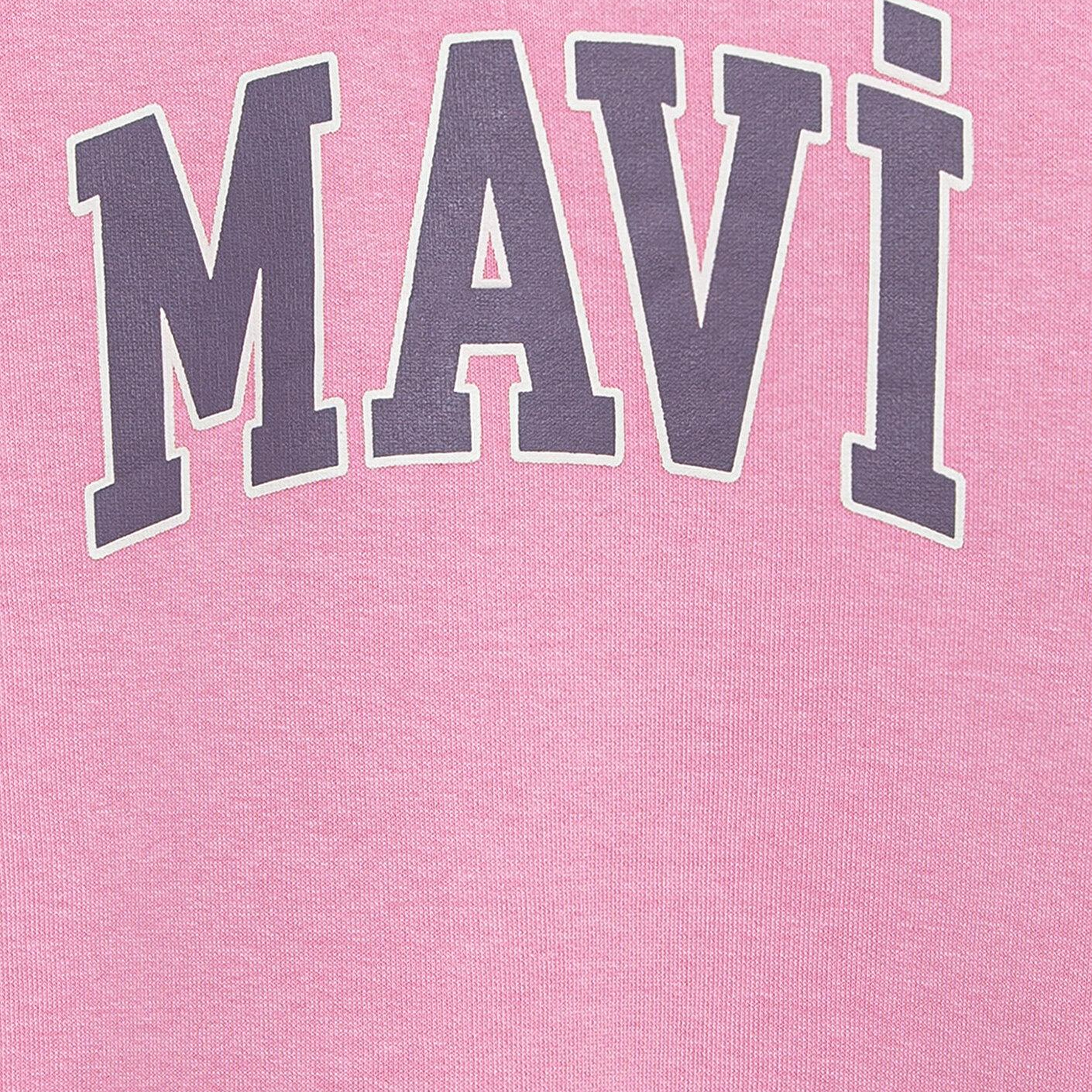 Mavi Mavi Logo Baskılı Kapüşonlu Pembe Sweatshirt 7610035-70973