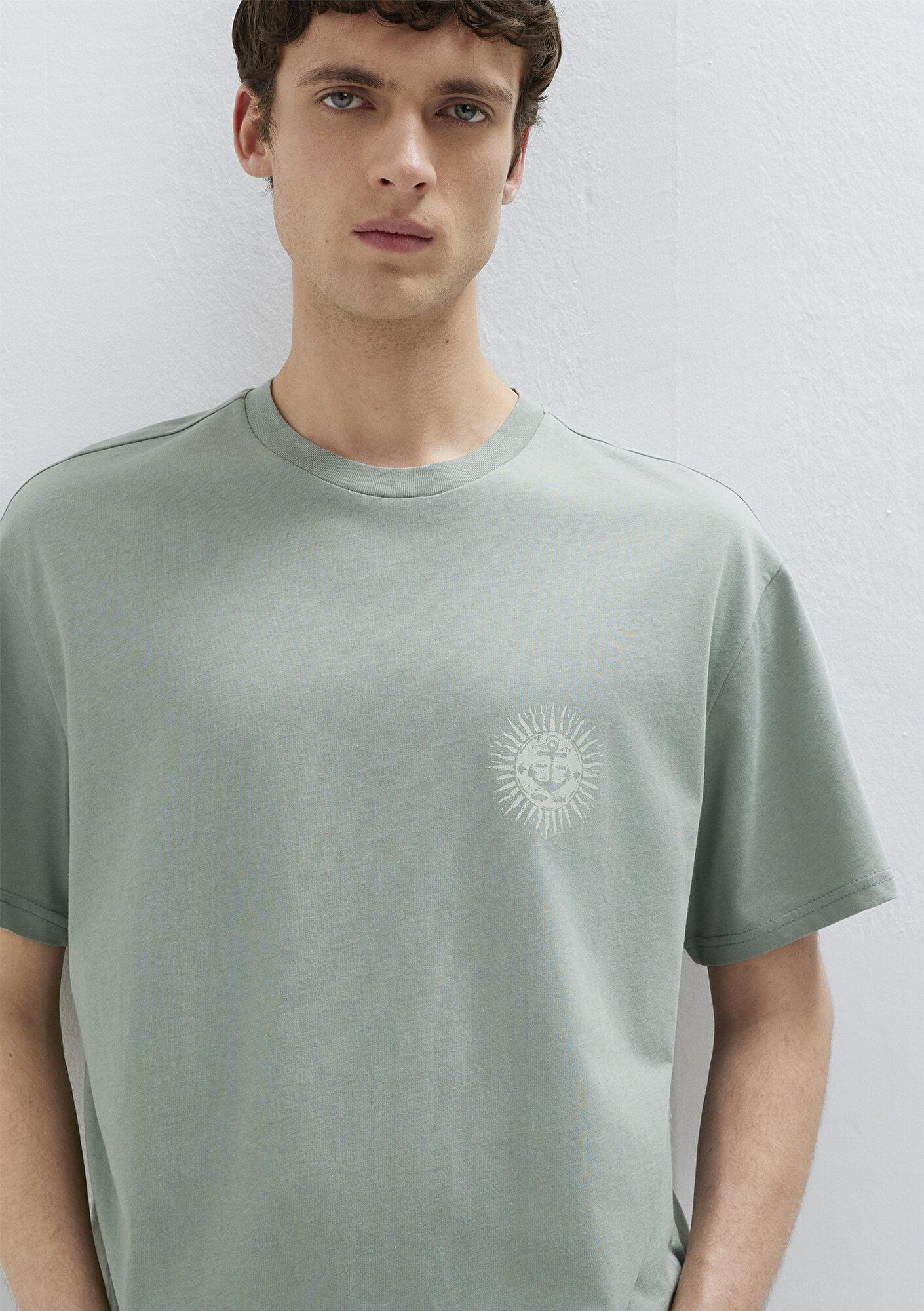 Mavi Baskılı Yeşil Tişört Loose Fit / Bol Rahat Kesim 0613289-70113