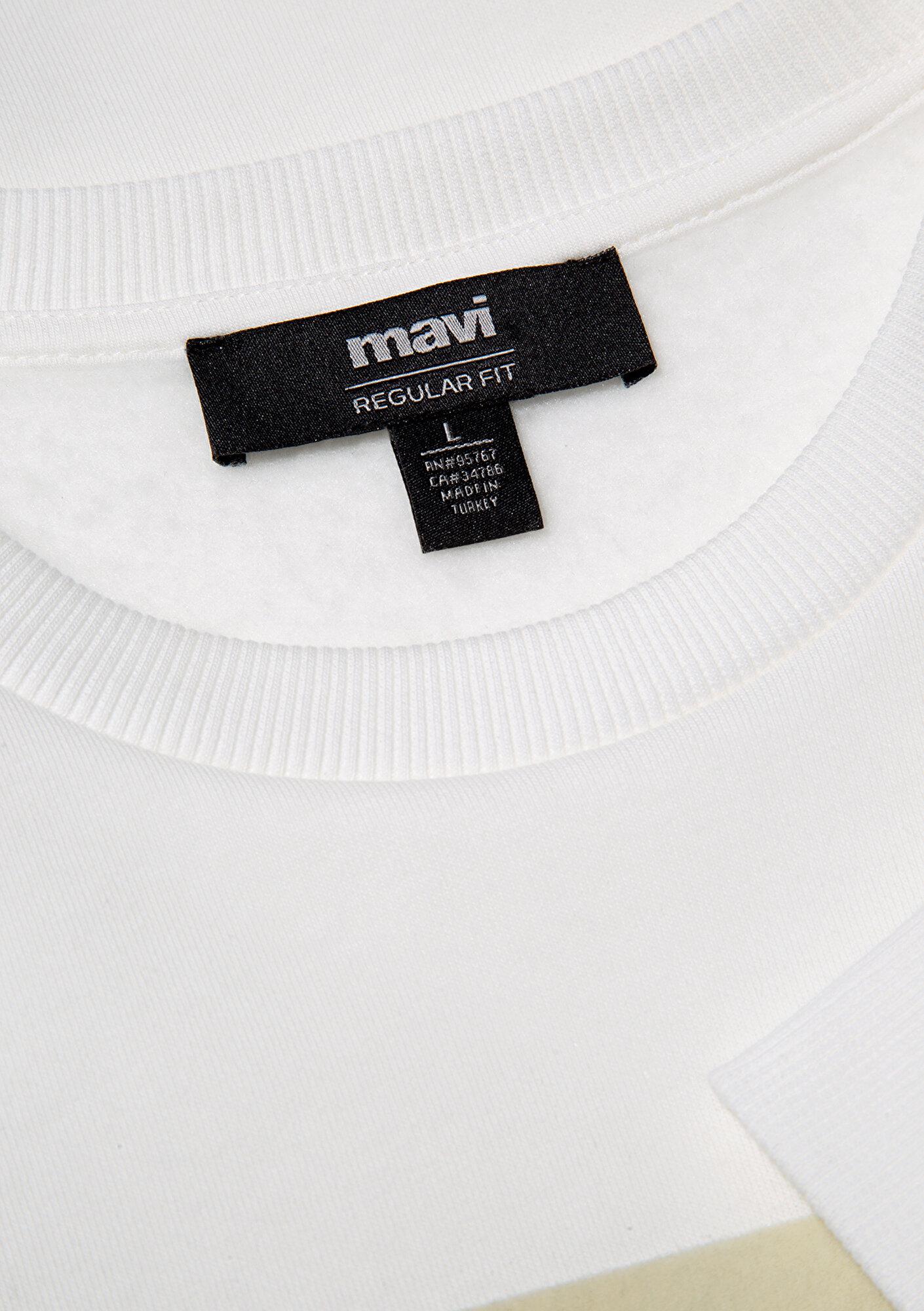 Mavi Mavi Logo Baskılı Ekru Sweatshirt 0S10203-70057