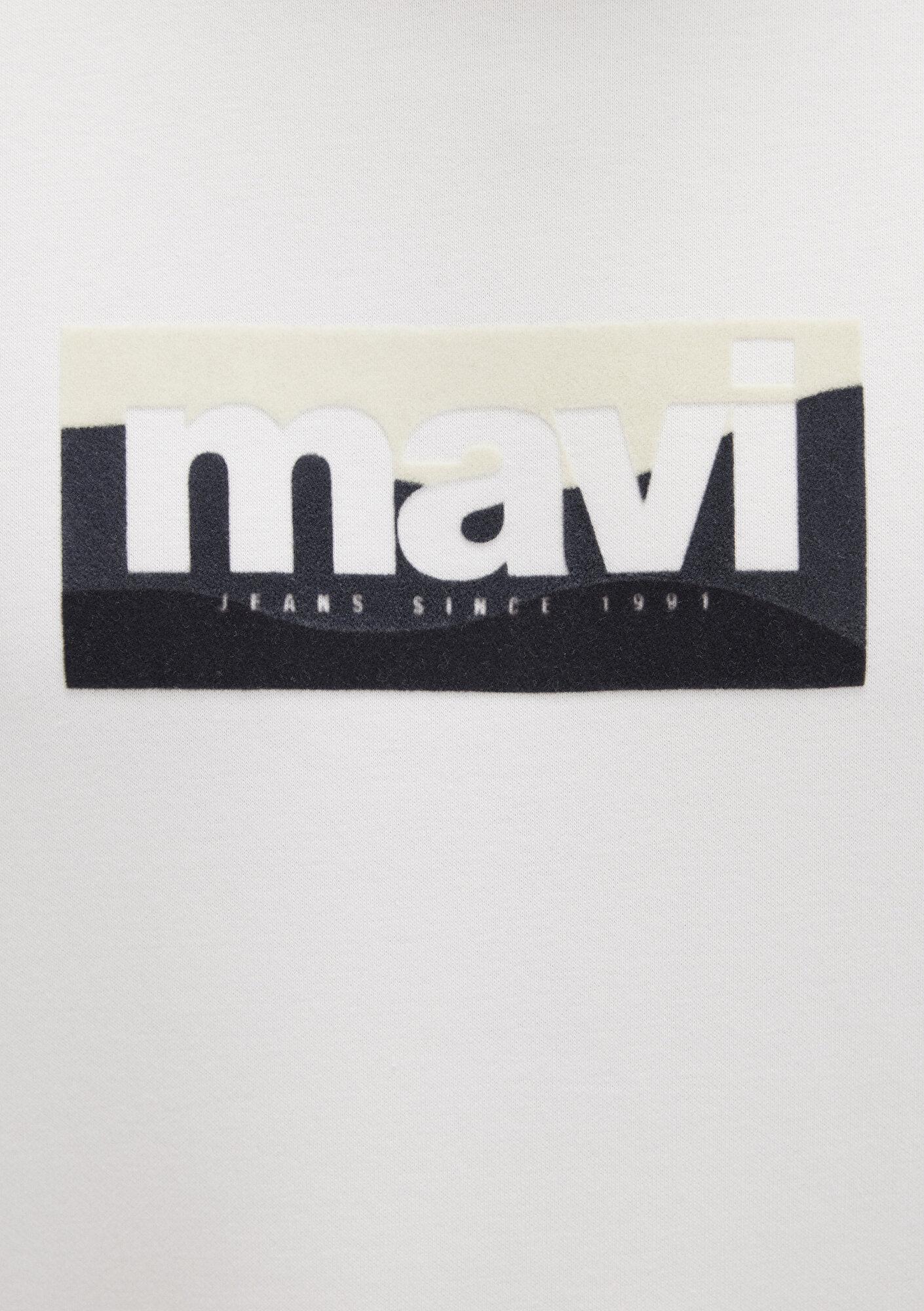 Mavi Mavi Logo Baskılı Ekru Sweatshirt 0S10203-70057