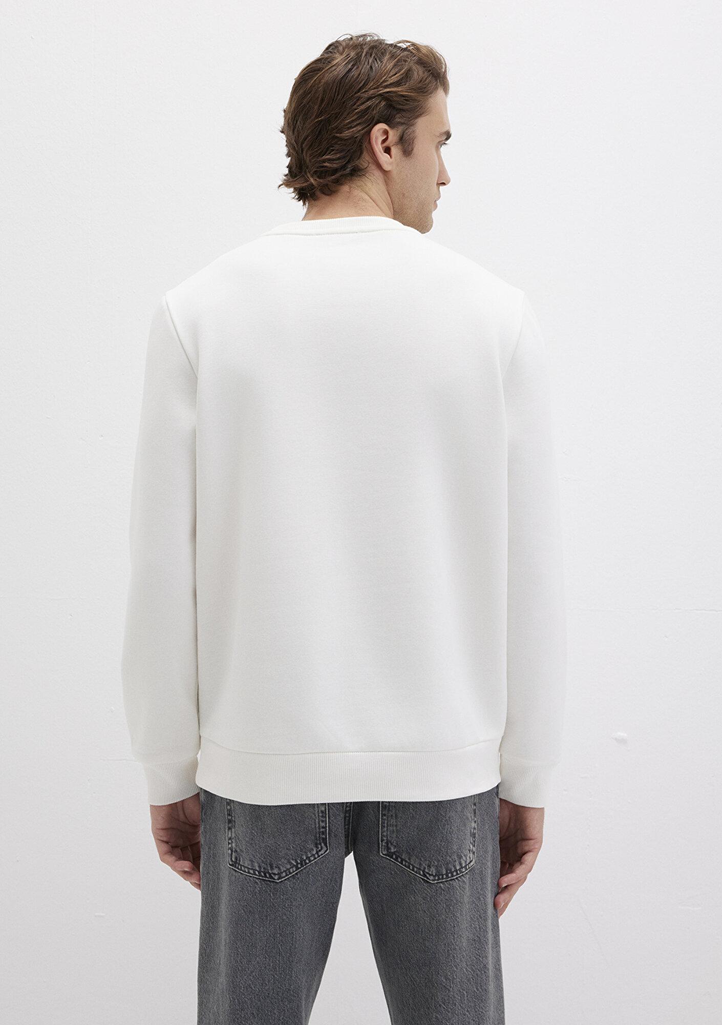 Mavi Mavi Logo Baskılı Ekru Sweatshirt 0S10203-70057